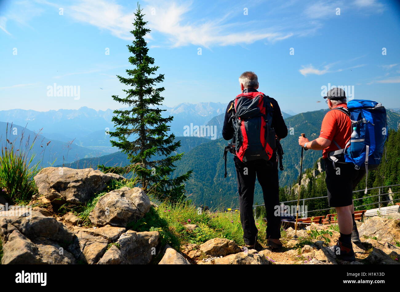 Wanderer, Ammergauer Alpen, Bayern, Deutschland Stock Photo