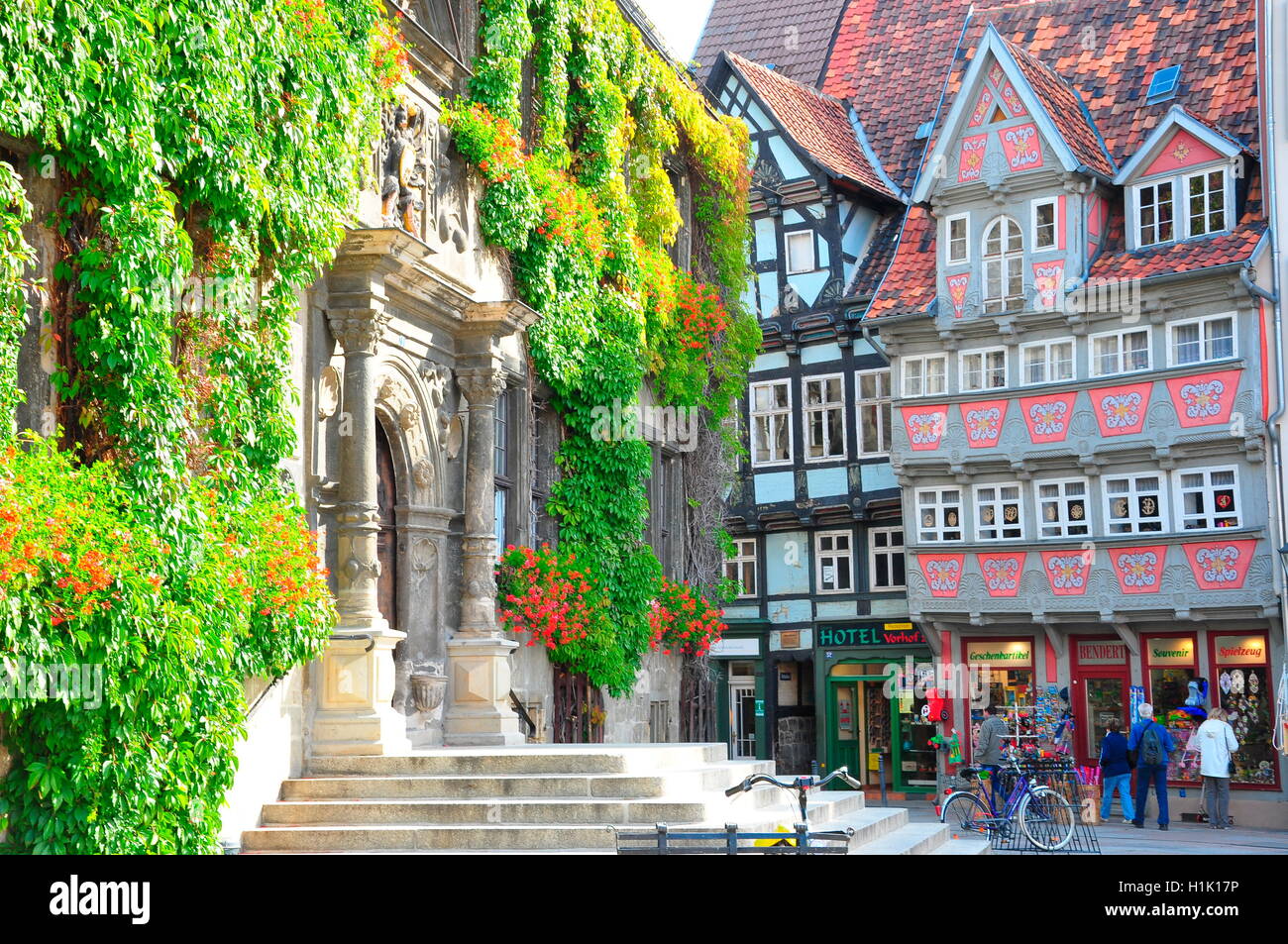 Marktplatz, Romanik, UNESCO-Welterbe, Quedlinburg, Sachsen-Anhalt, Deutschland Stock Photo