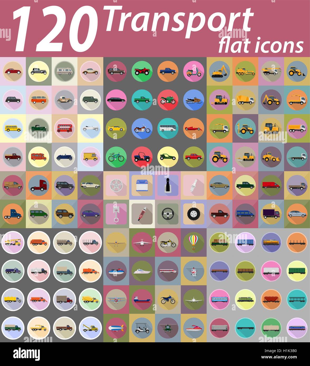 transport flat icons vector illustration isolated on background Stock ...