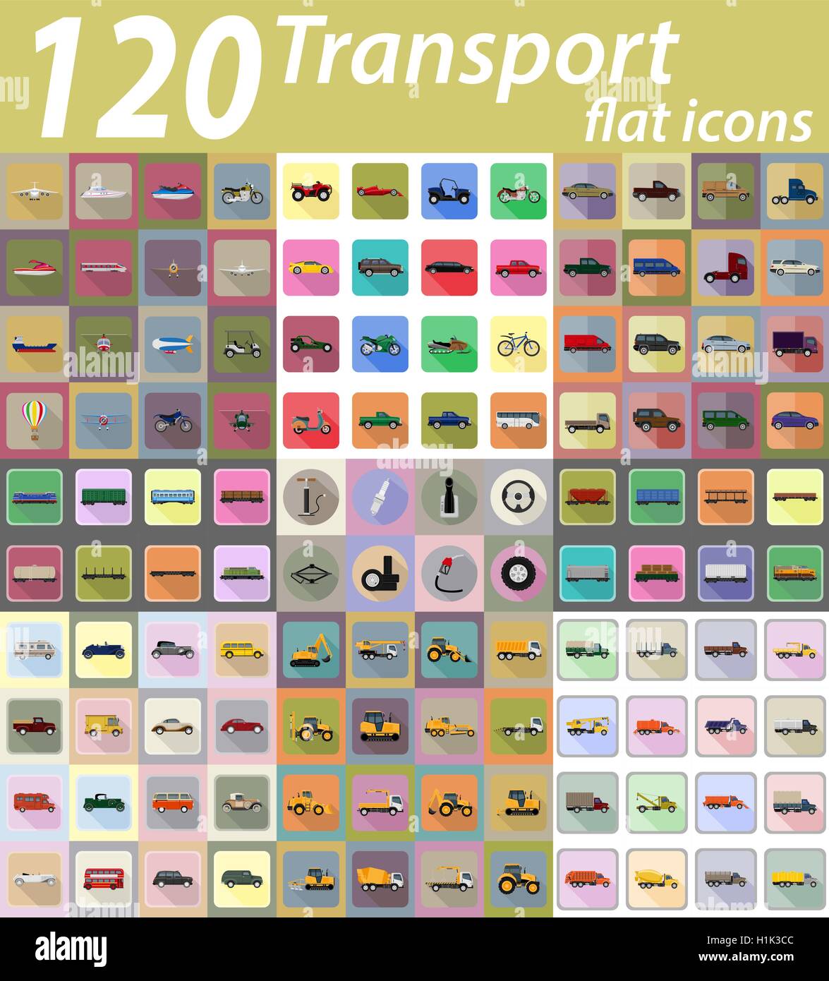 transport flat icons vector illustration isolated on background Stock ...
