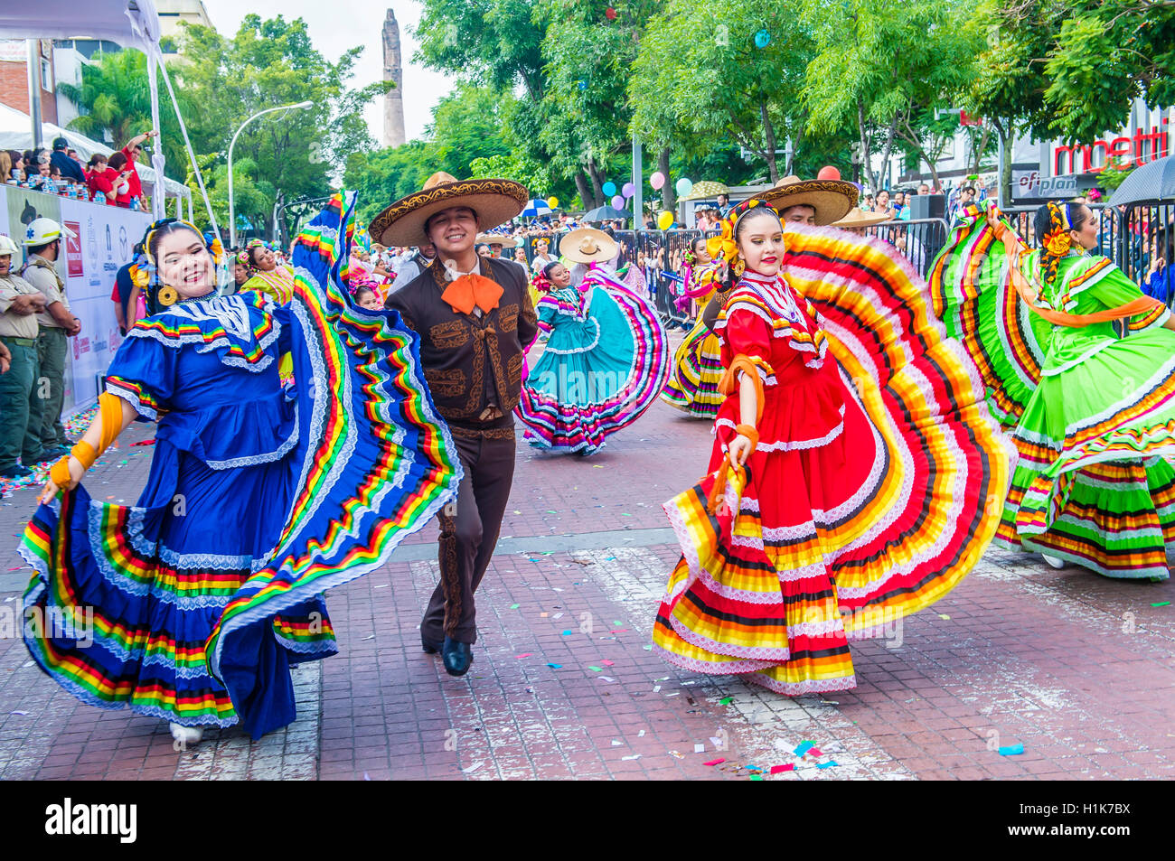 Participants in a parade during the 23rd International Mariachi