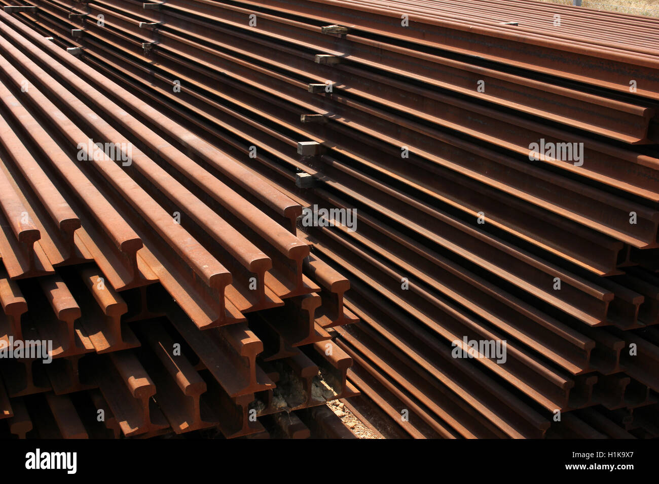 railway track laying construction area Stock Photo Alamy