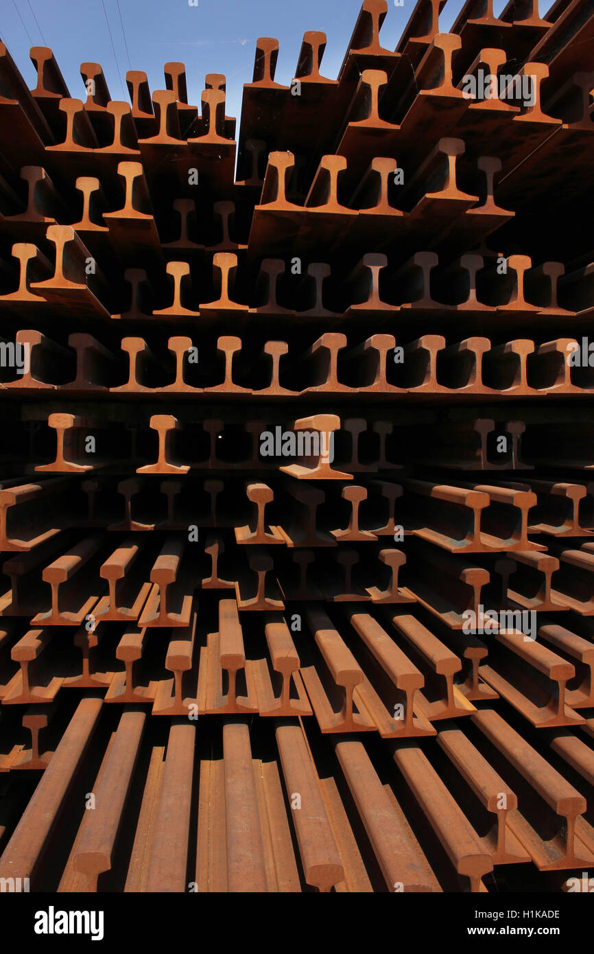 railway track laying construction area Stock Photo Alamy