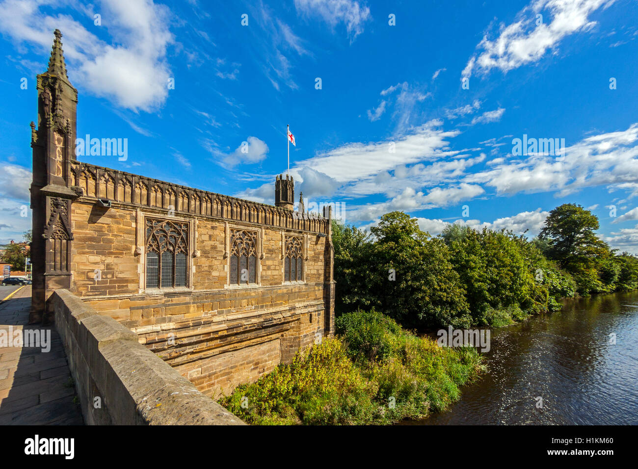 The Chantry Chapel of St. Mary Wakefield and River Calder Stock Photo