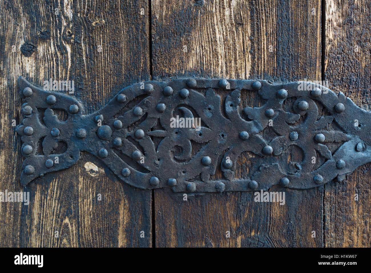 Iron door fitting, Stave Church Lom, Lom, Oppland, Norway Stock Photo