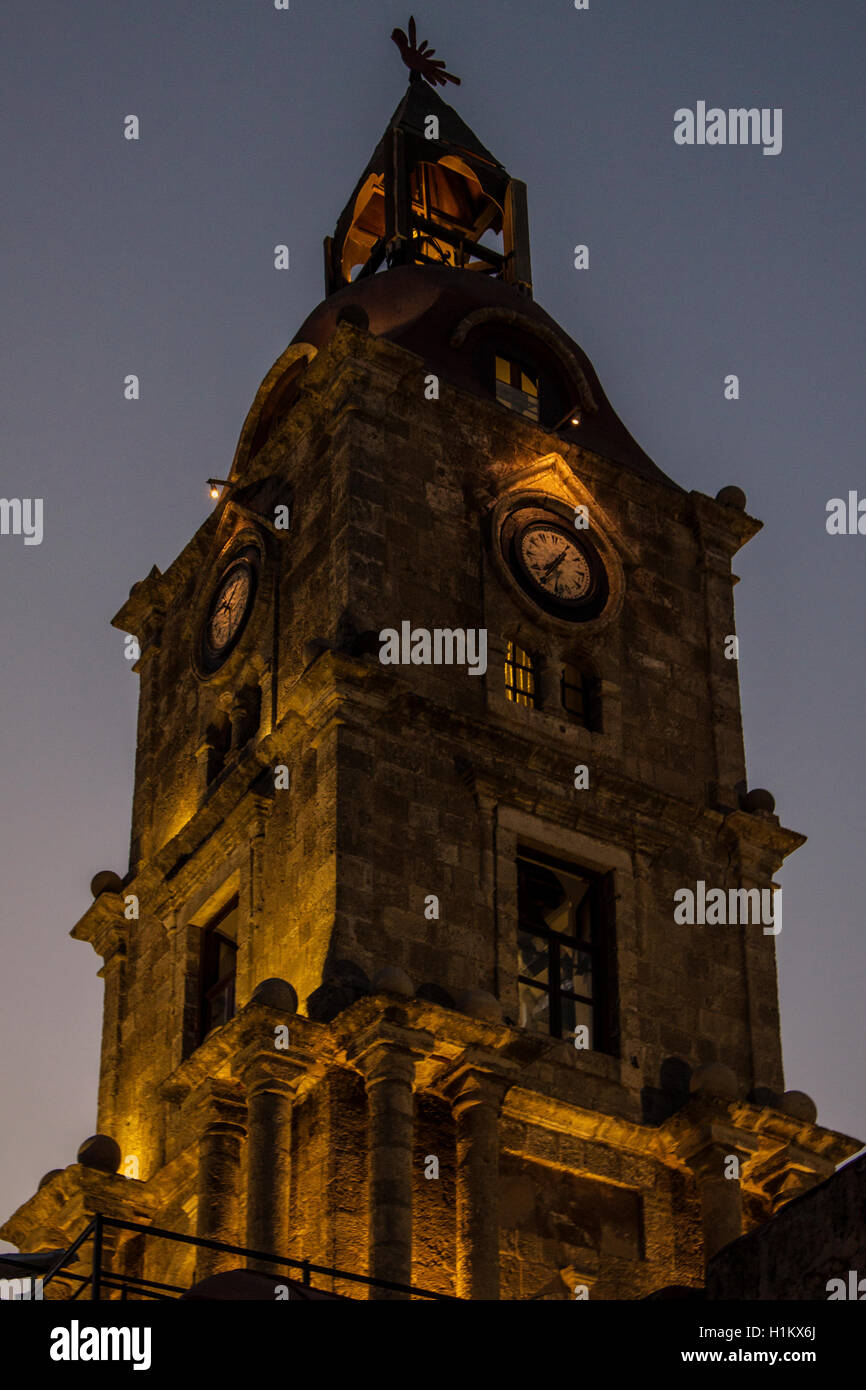 Roloi clock tower, Rhodes old town Stock Photo Alamy