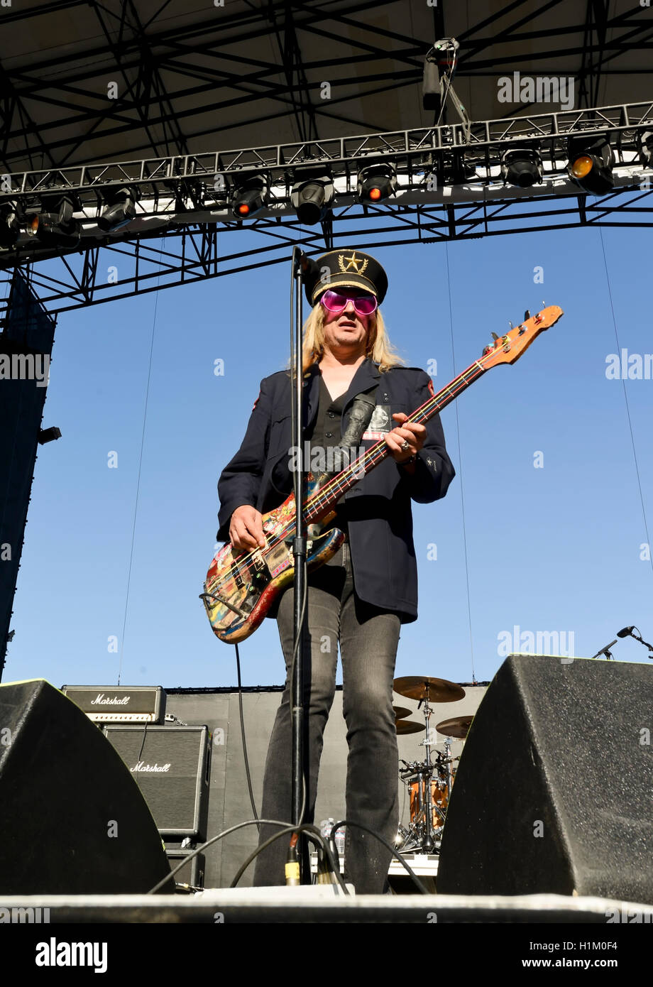 September 17, 2016, Irvine California, Chip Z'Nuff of the band Enuff Z'Nuff on stage at the Sirius XM Hair Nation Fest Stock Photo