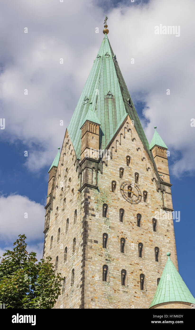 Tower of the Dom church of Paderborn, Germany Stock Photo