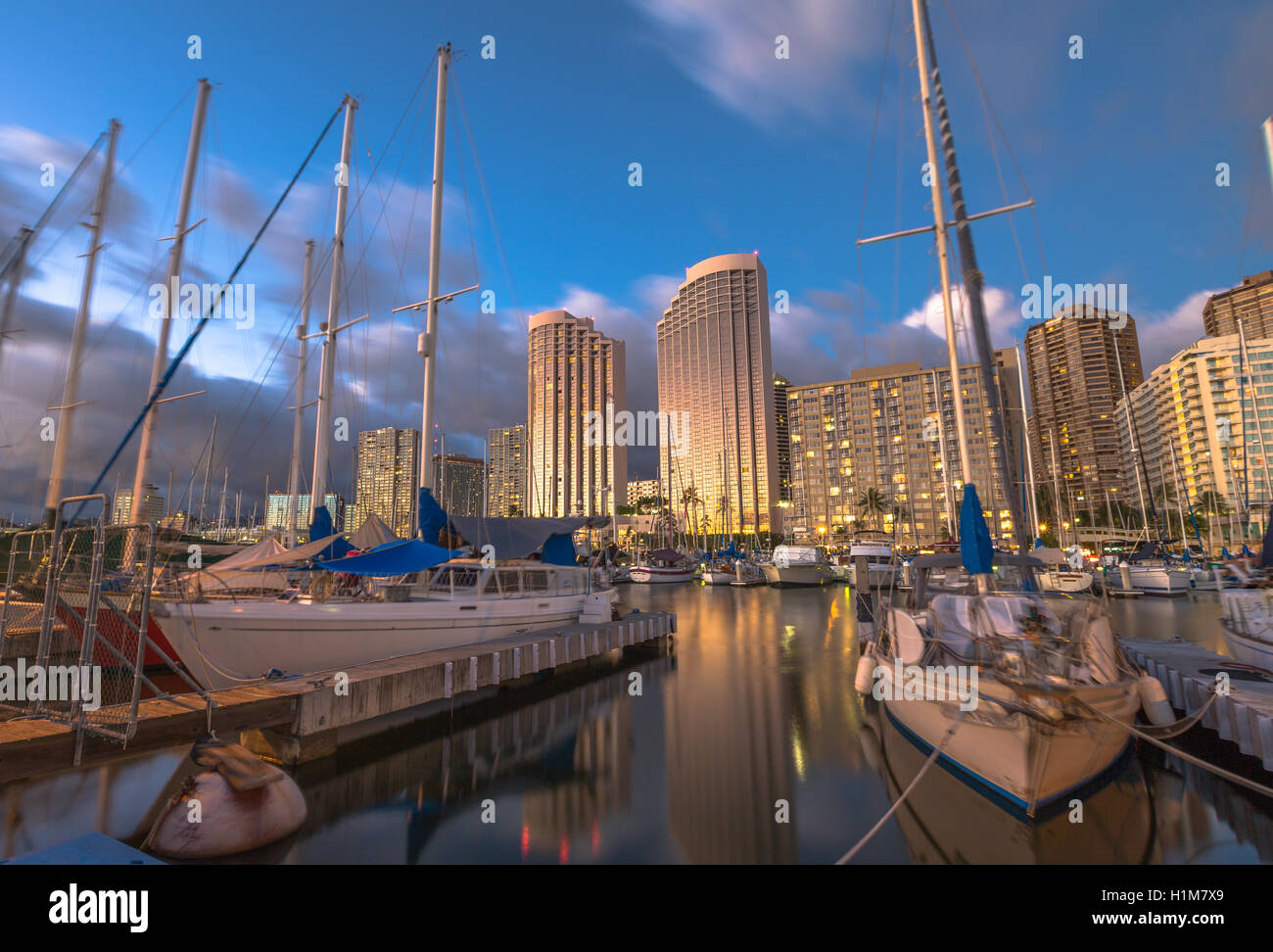 Honolulu Harbor Twilight Stock Photo - Alamy