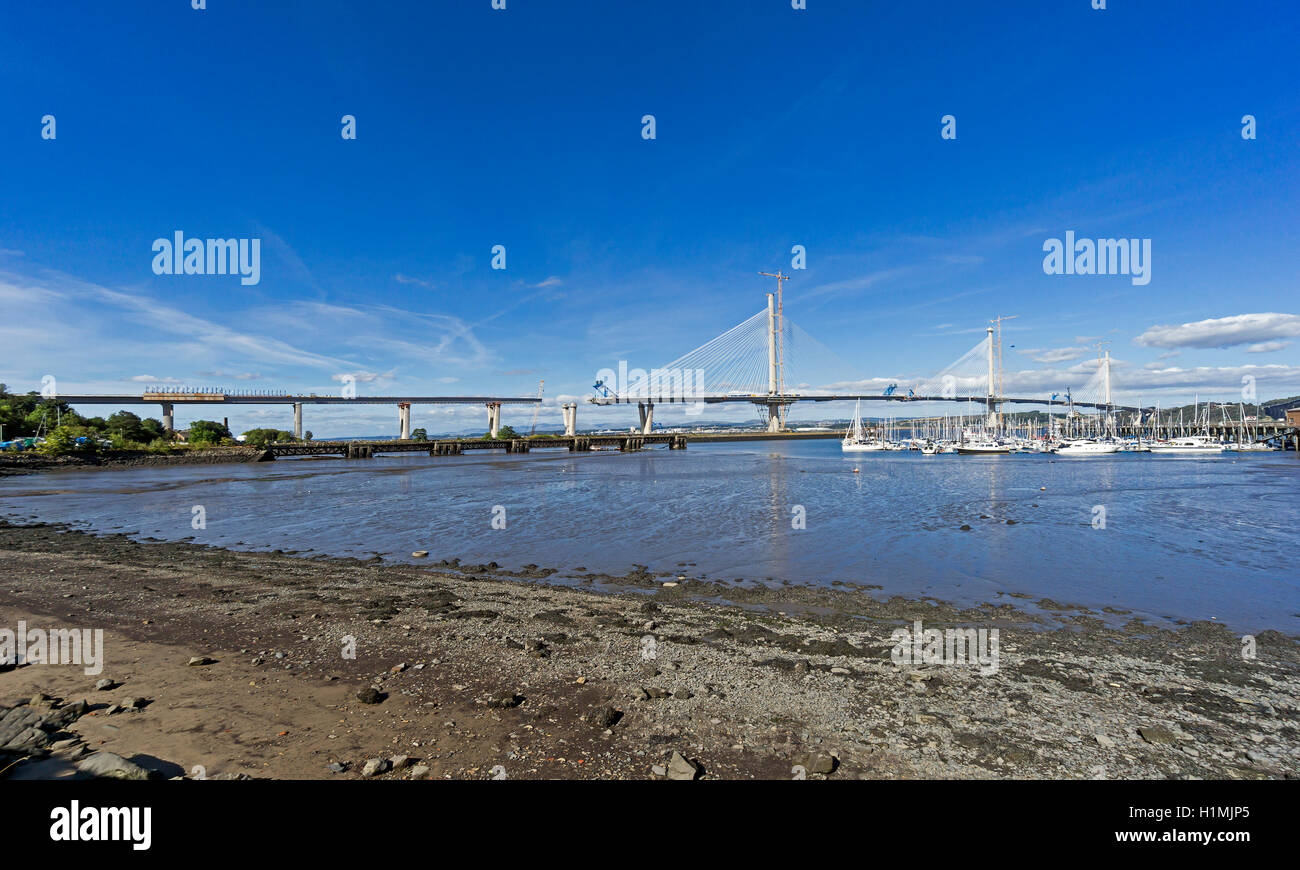the Queensferry Crossing road bridge from South to North Queensferry