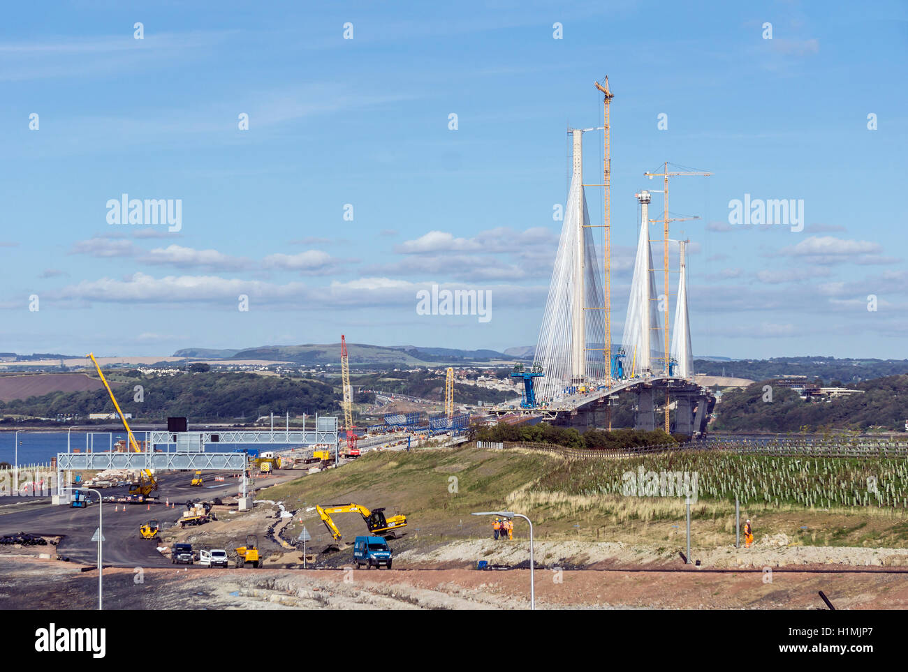the Queensferry Crossing road bridge from South to North Queensferry