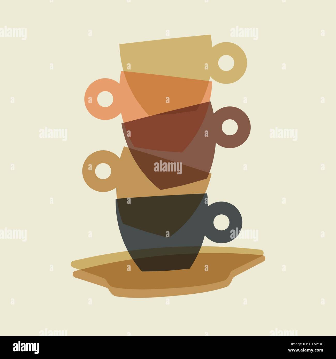 Espresso coffee cups stacked Stock Vector