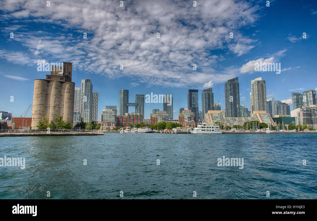 Toronto, Ontario, Canada, August 12, 2016: Toronto as seen from Lake Ontario. The city continues building as a housing boom push Stock Photo