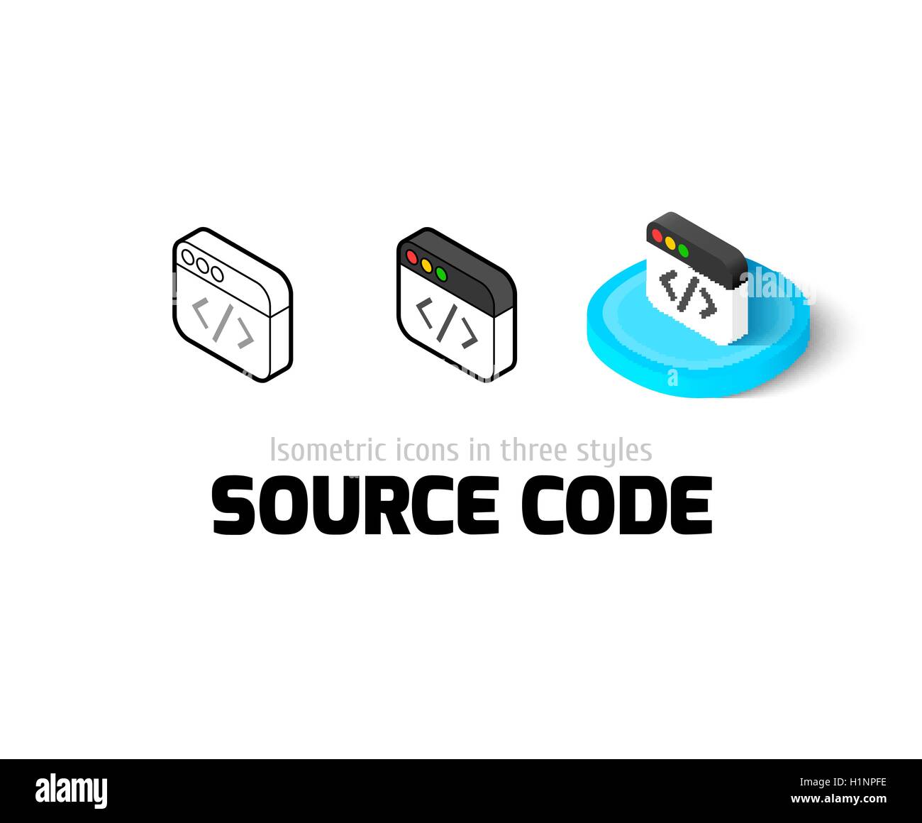 Source code icon in different style Stock Vector Image & Art - Alamy