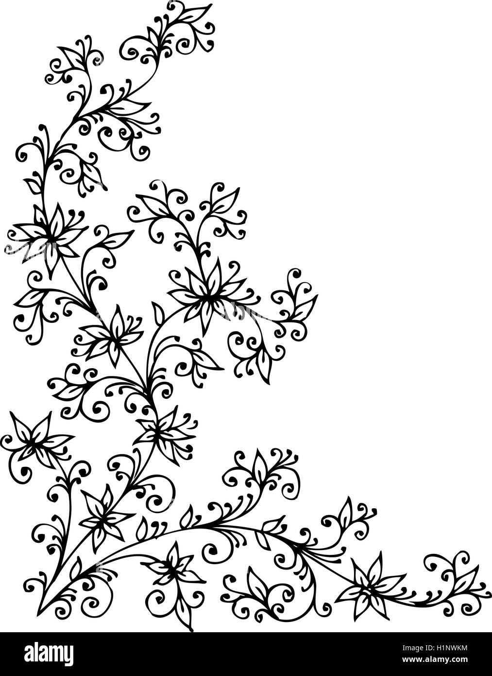 Baroque vignette 91. Eau-forte black-and-white swirl pattern decorative vector illustration. Stock Vector