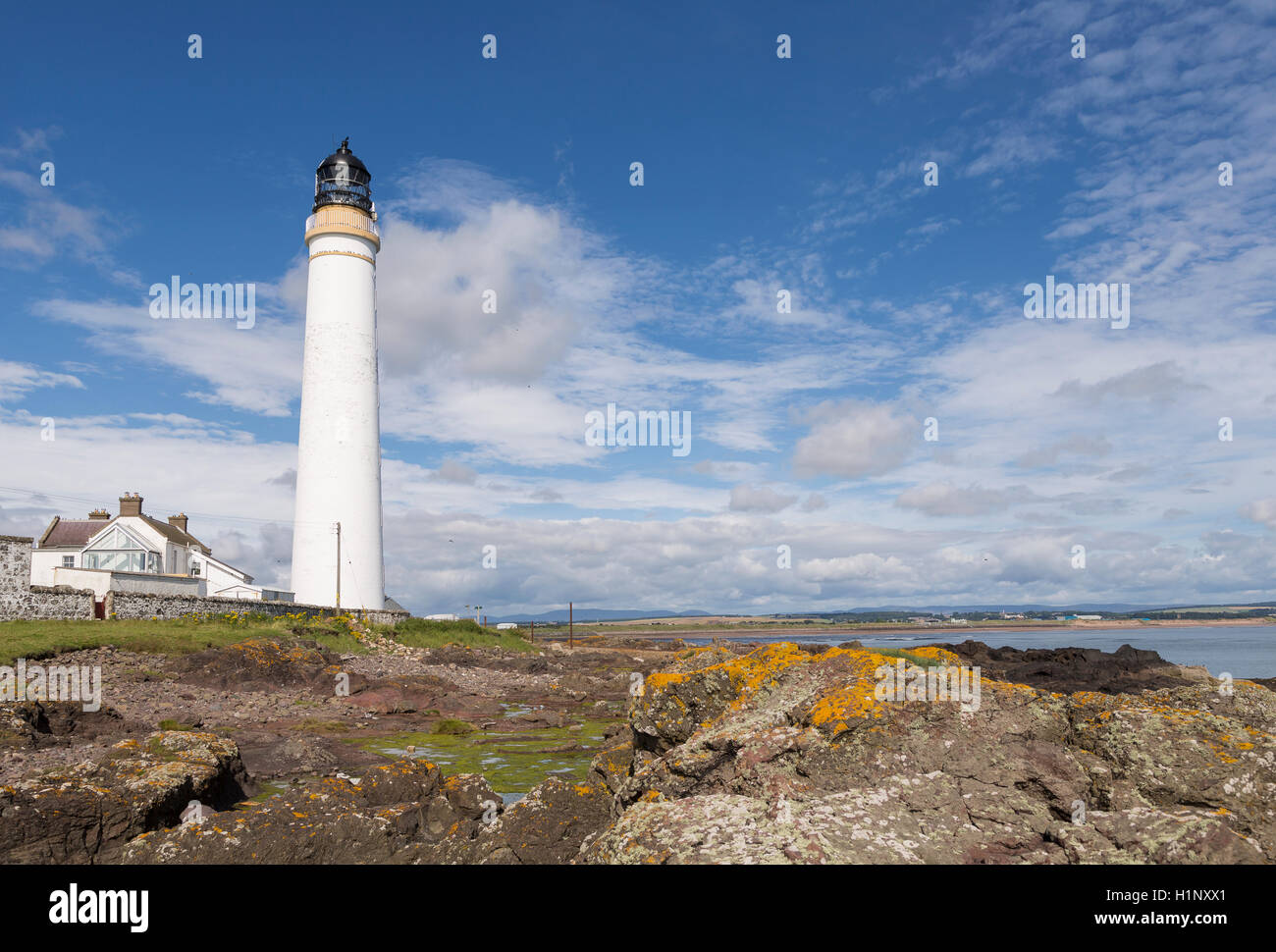 Scurdie Ness Lighthouse, Ferryden, Montrose, Scotland Stock Photo