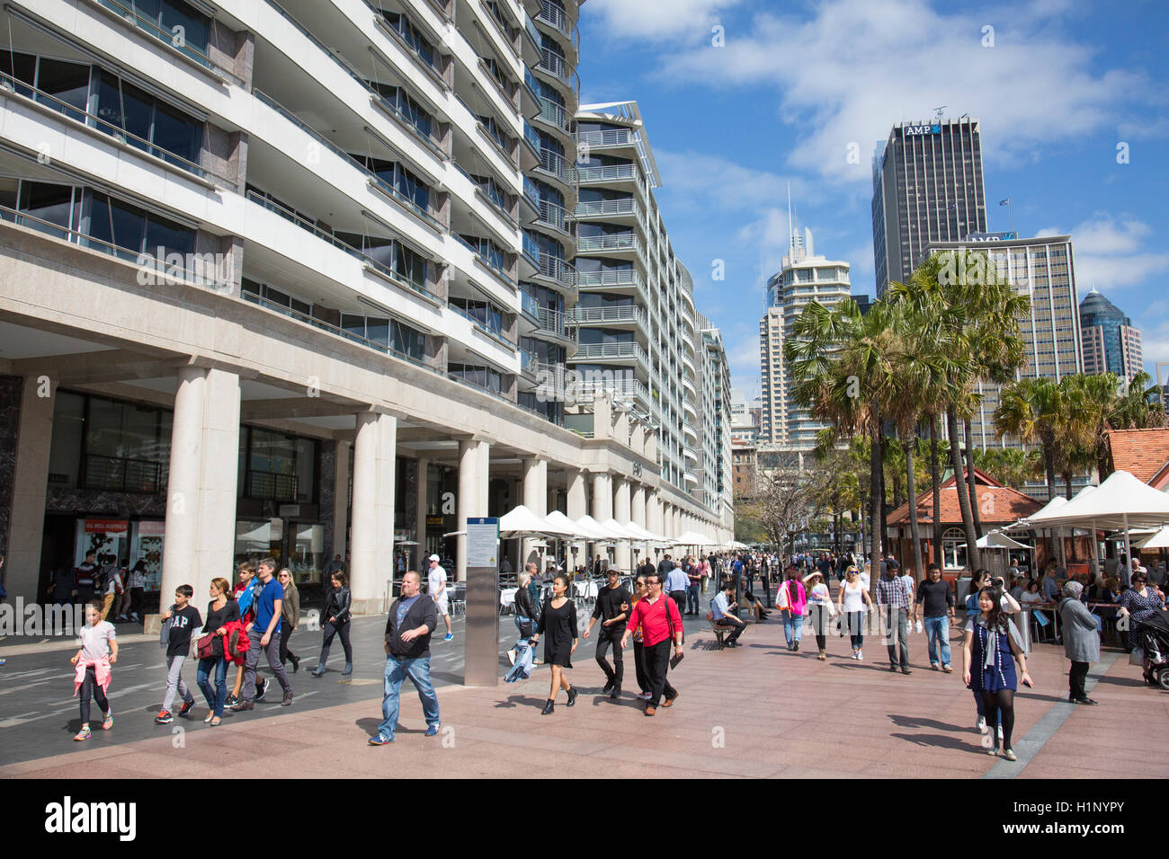 Circular Quay in Sydney city centre with shops,offices,cafes, popular