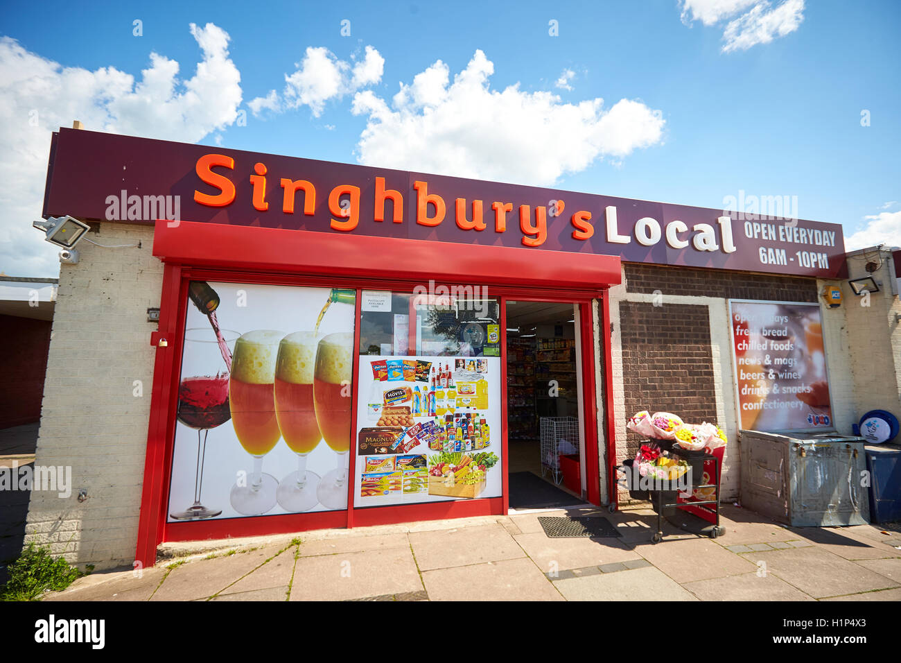A convenience store called Singhbury's in Aylesbury with branding that