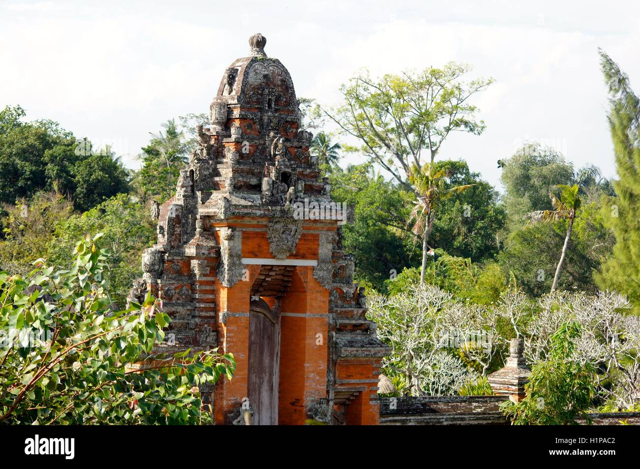Orange temple in Ubud, Bali, Indonesia. Stock Photo