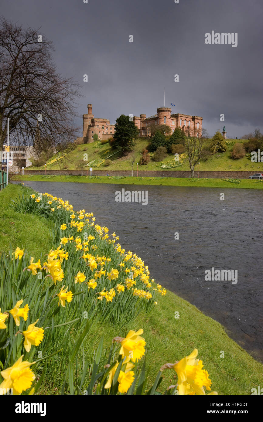 Inverness Castle, River Ness, Highlands, Scotland Stock Photo