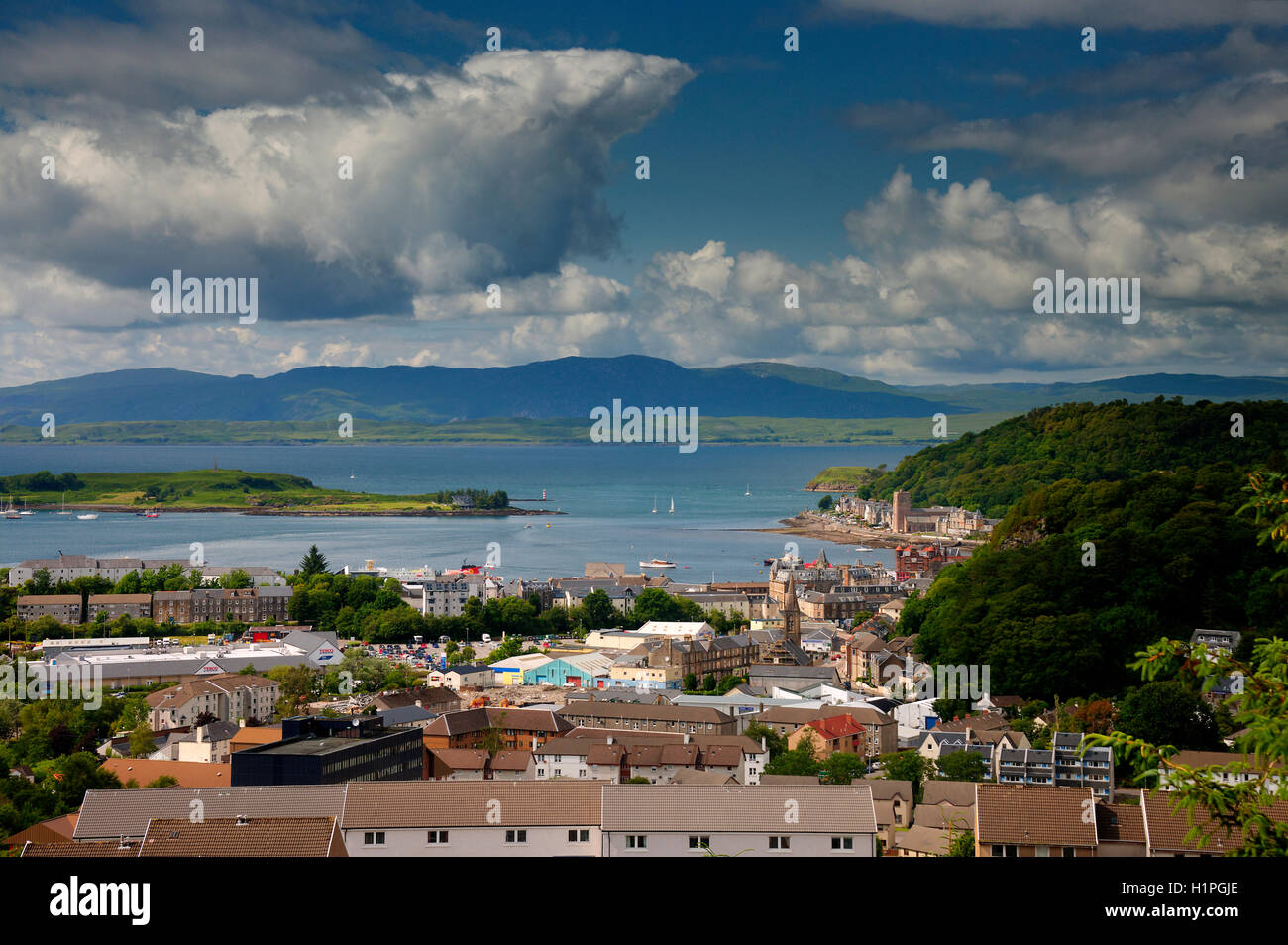 Unusual view of Oban bay, Argyll Stock Photo