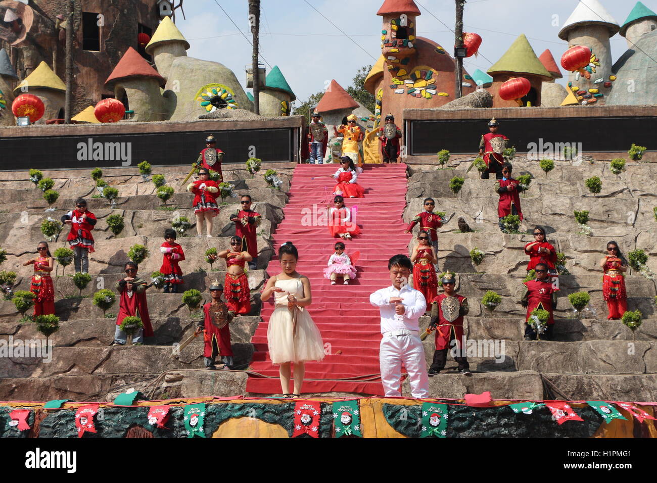 Performance at the Kingdom of the Little People - Kunming, China Stock Photo