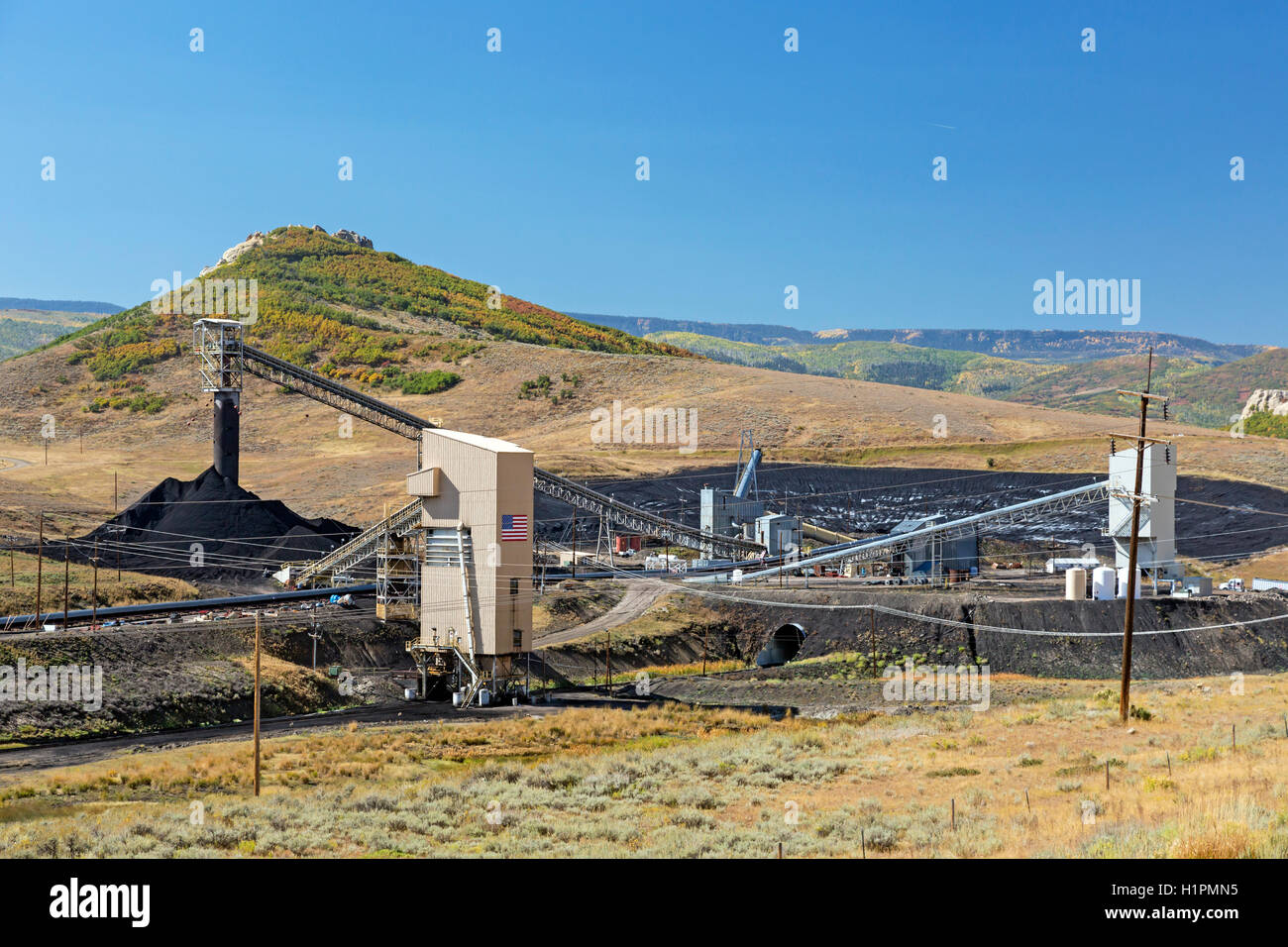 Oak Creek, Colorado - A coal loading facility at Peabody Energy's Twentymile Mine. Stock Photo