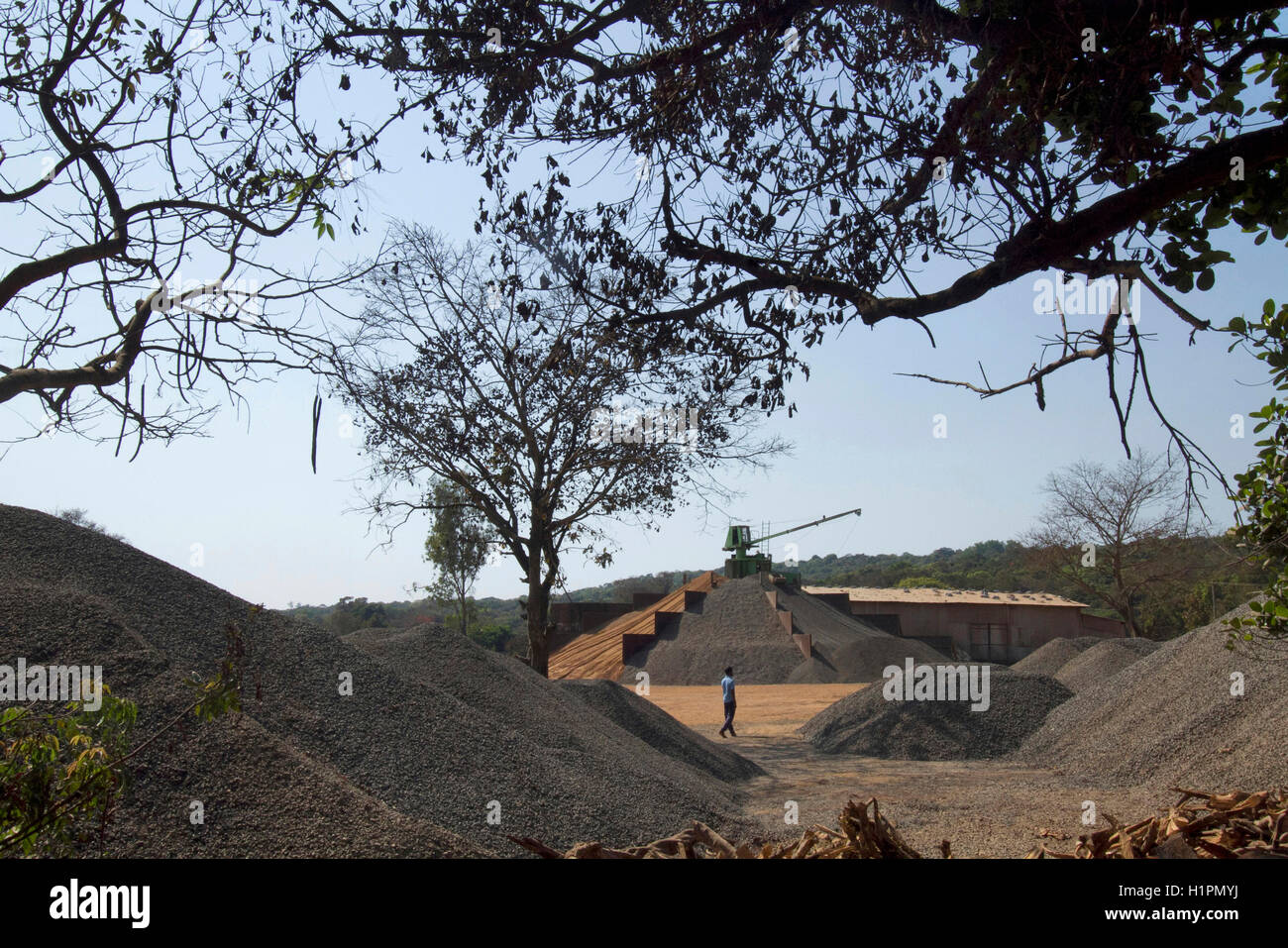 Cement concrete making factory, Kankumbi village, Karnataka, India Stock Photo