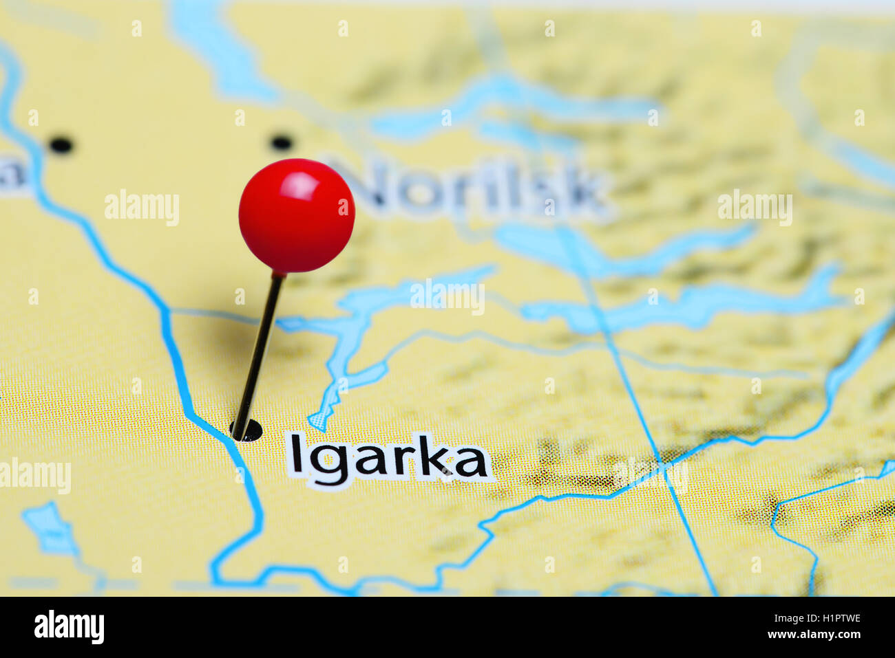 Igarka pinned on a map of Russia Stock Photo - Alamy