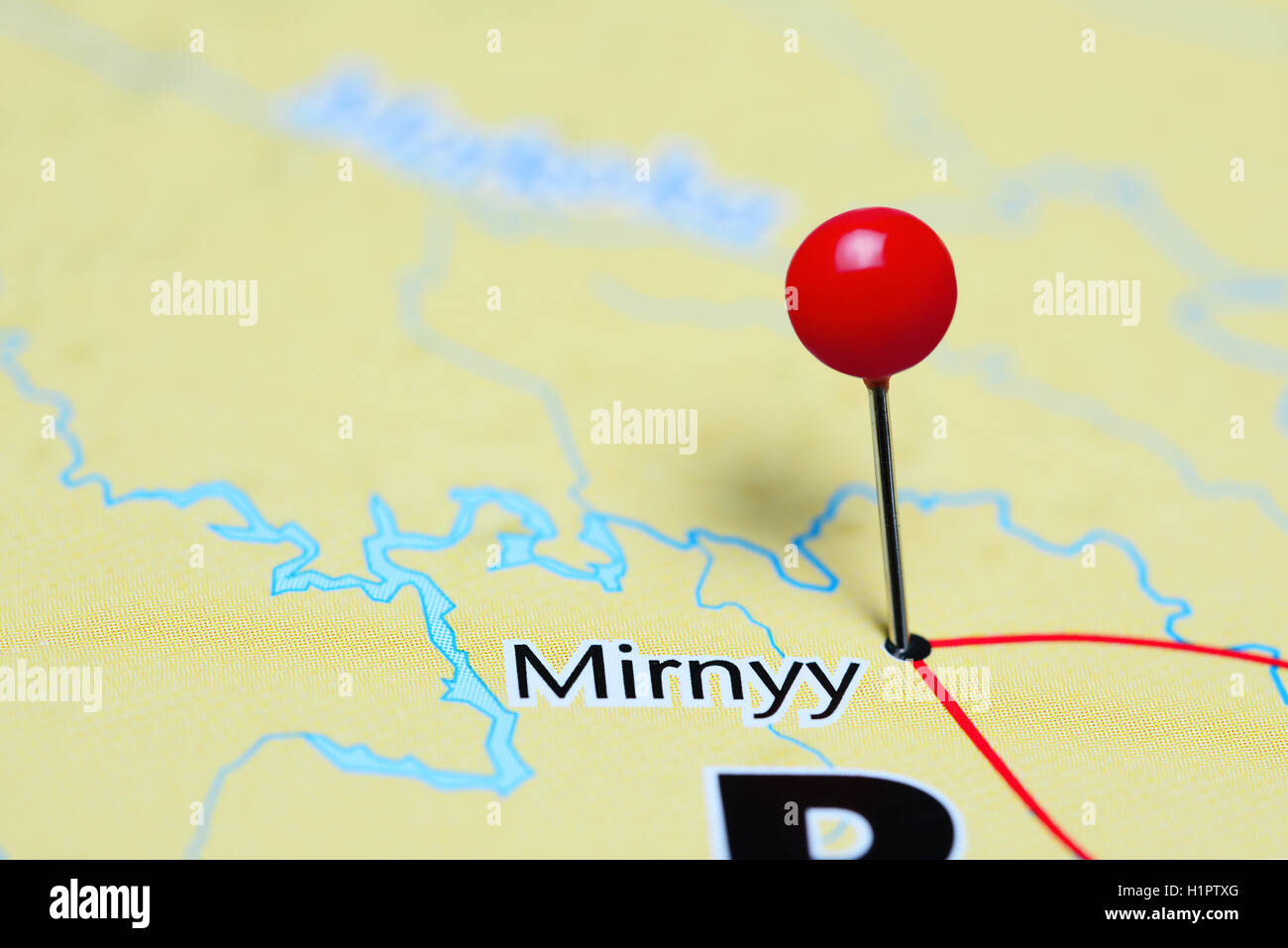 Mirnyy pinned on a map of Russia Stock Photo - Alamy