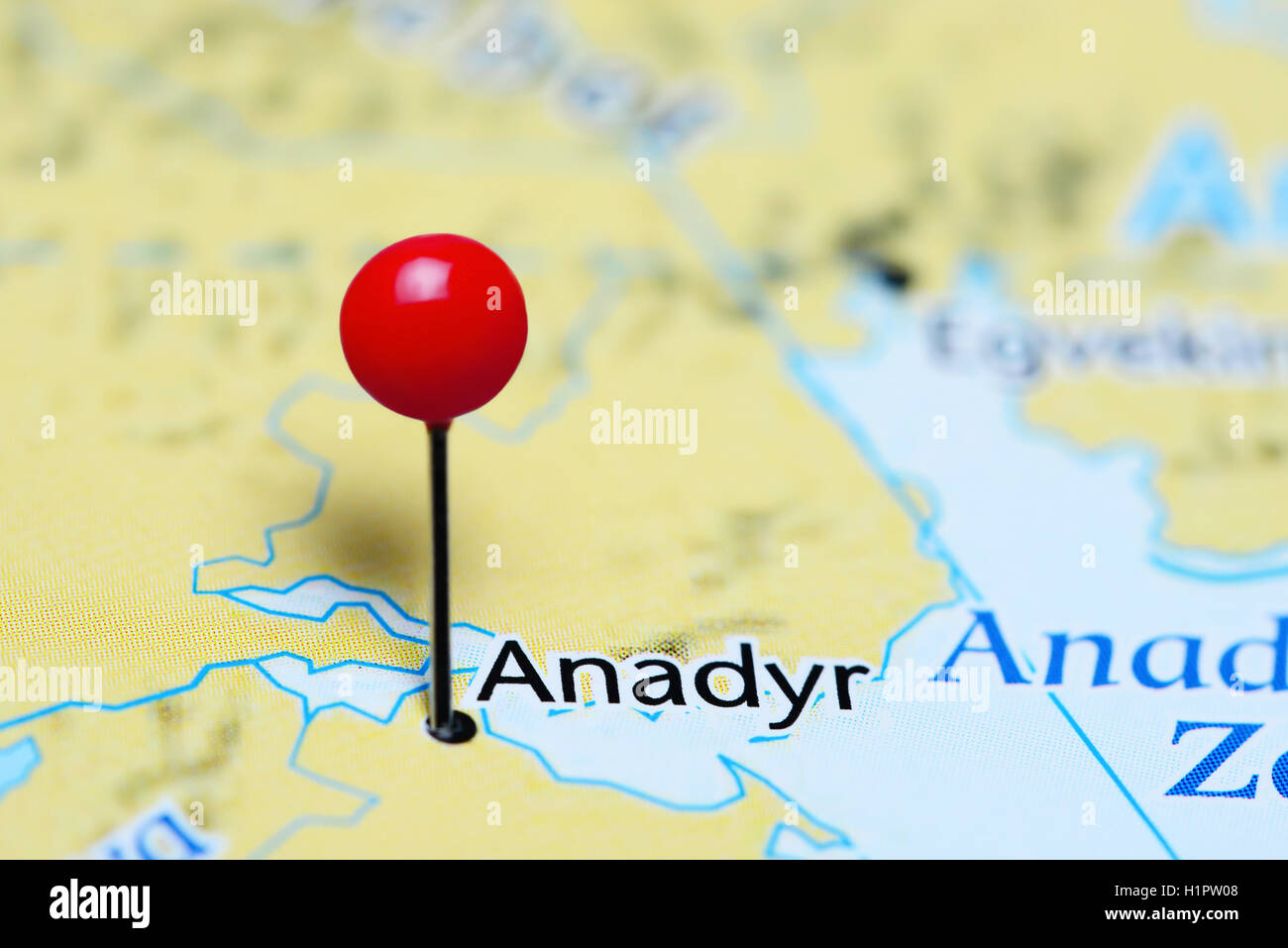 Anadyr pinned on a map of Russia Stock Photo - Alamy