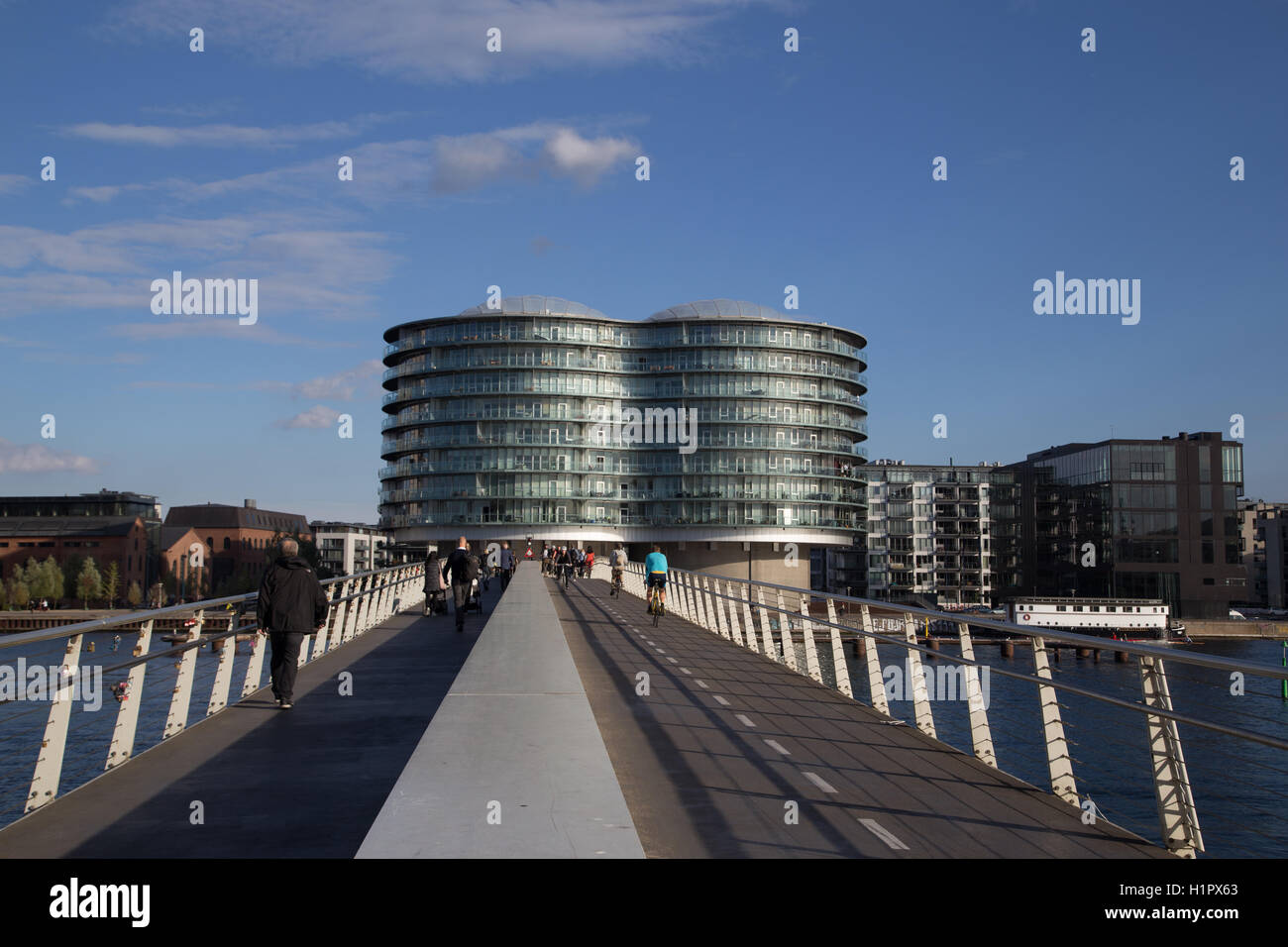 Copenhagen modern cyclist bridge Stock Photo