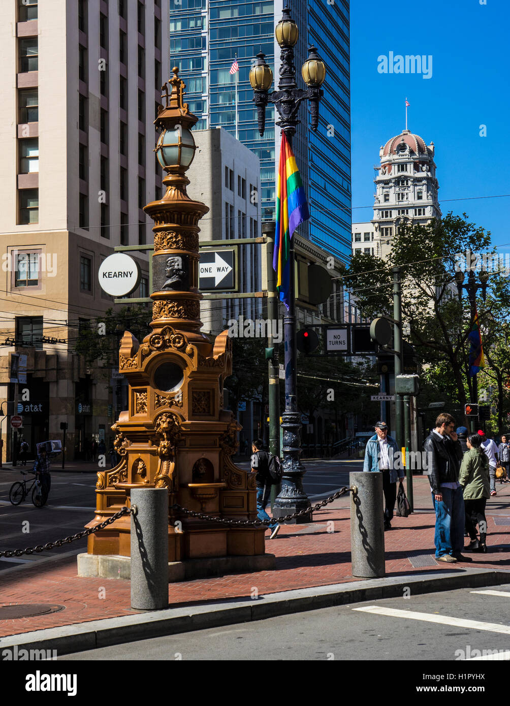 Luisa Terazzini, famous opera star gave San Francisco a gift that stands at  Kearny and Market Streets in San Francisco Stock Photo