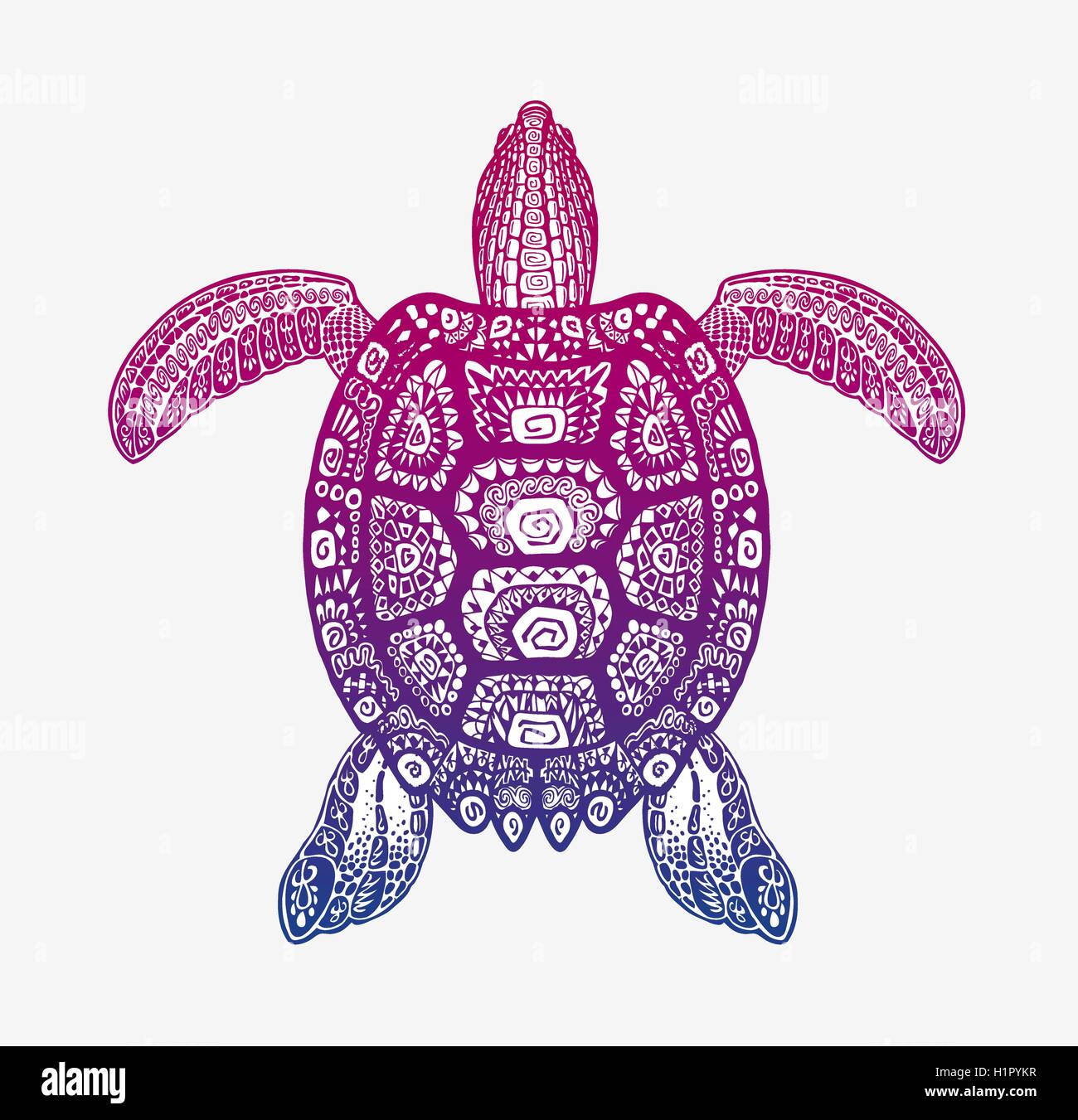 Decorative Ethnic Turtle With Ornamental Pattern Vector Tribal Totem Animal