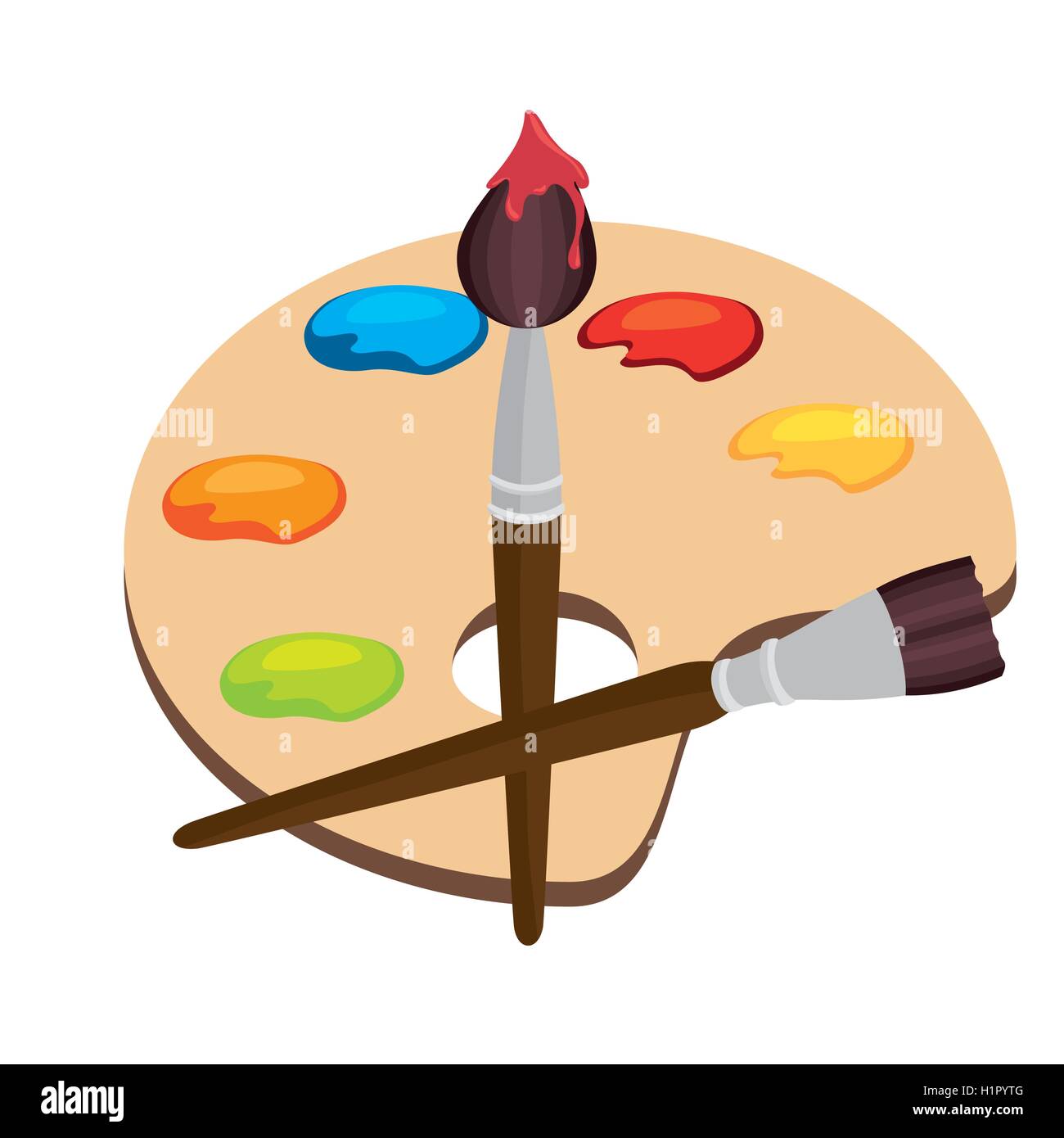 cartoon pallette paint color brush isolated graphic Stock Vector Image ...
