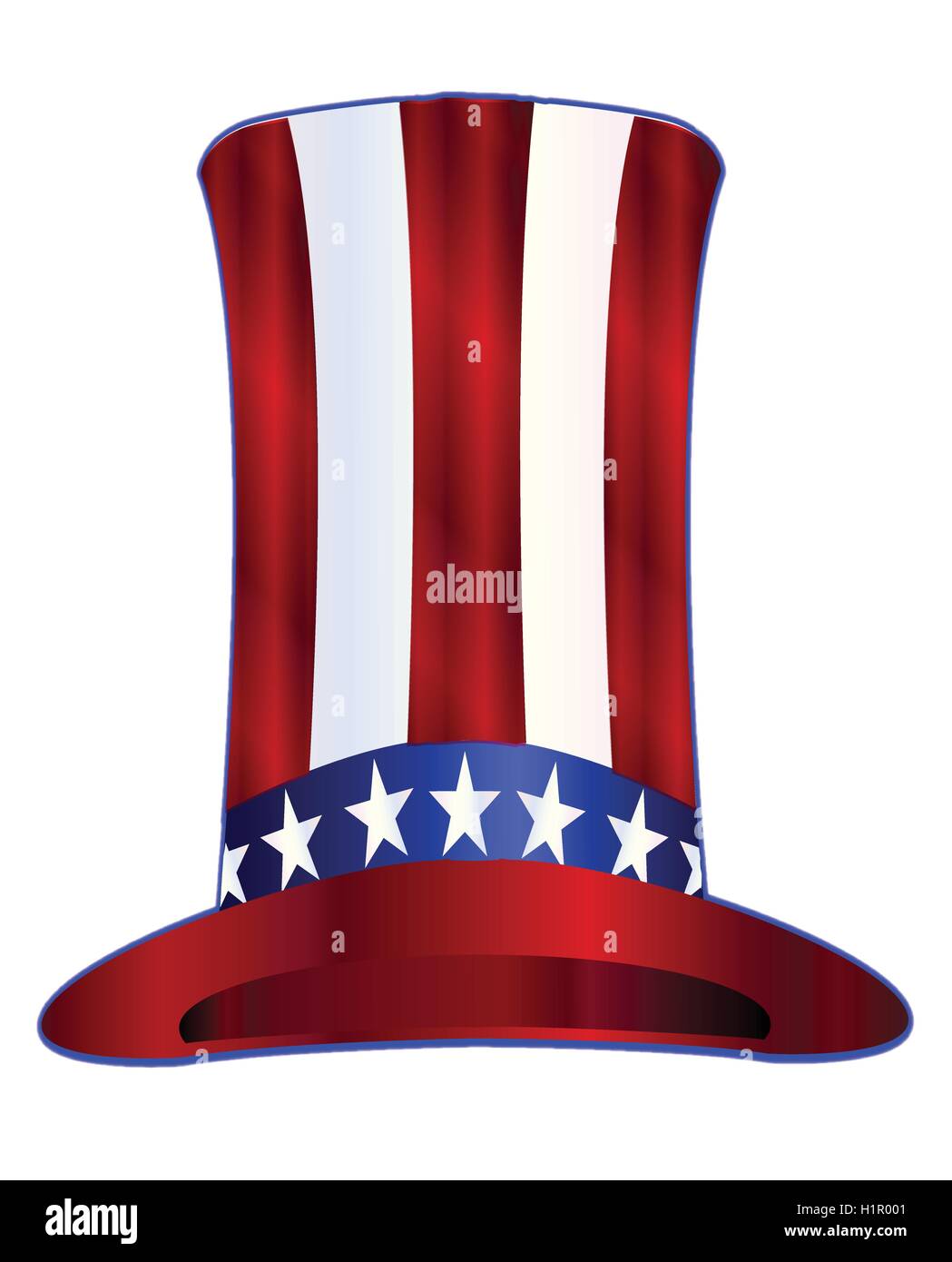 Red white and blue stars and stripes Uncle Sam tall hat Stock Vector