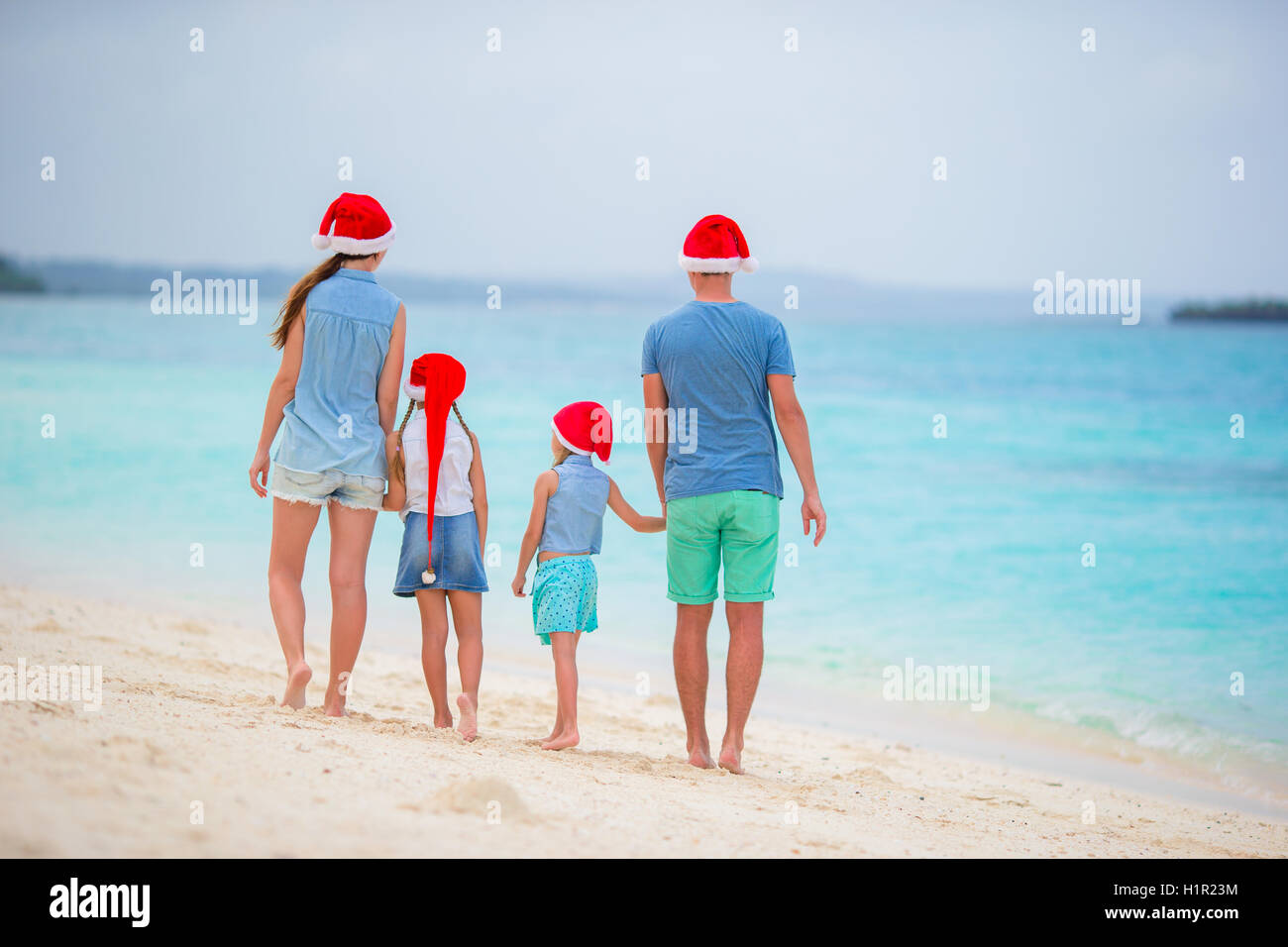 Happy family during tropical Christmas vacation Stock Photo Alamy