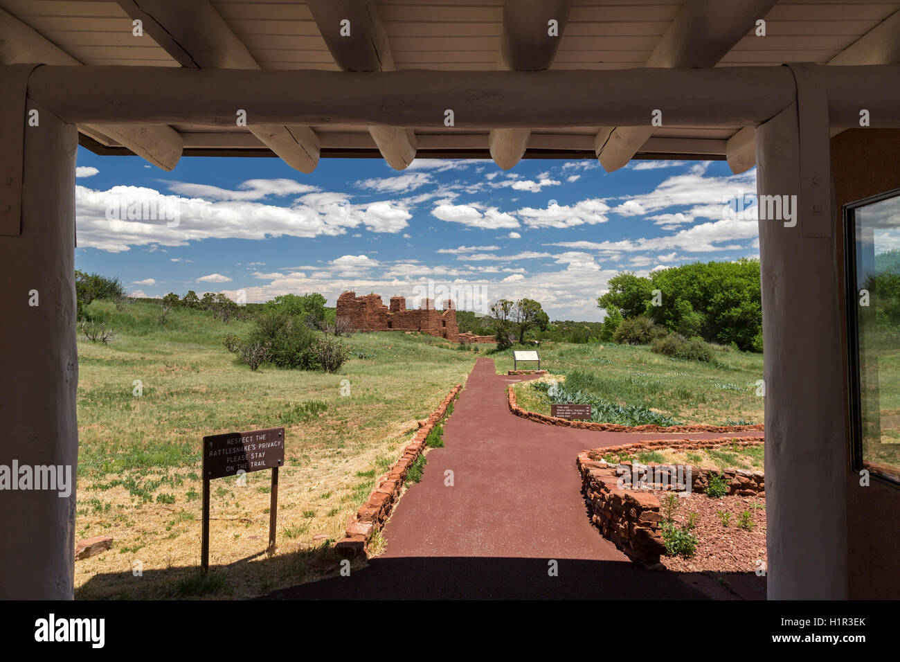 Punta de Agua, New Mexico - The Spanish church at the Quarai Ruins in Salinas Pueblo Missions National Monument. Stock Photo