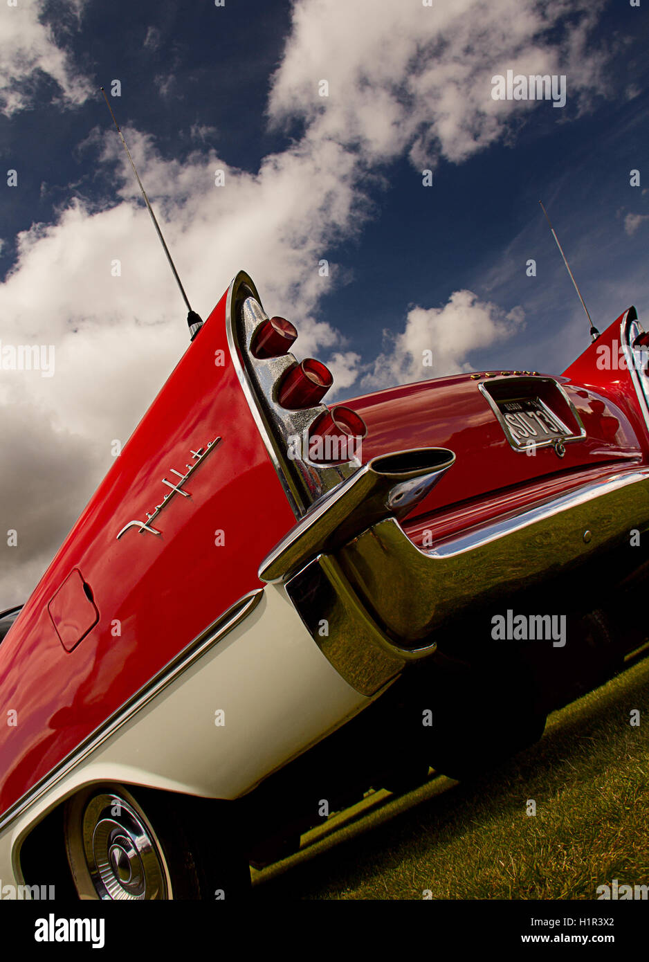 Looking up at the rear lights of a 1957 De Soto Fireflite Stock Photo