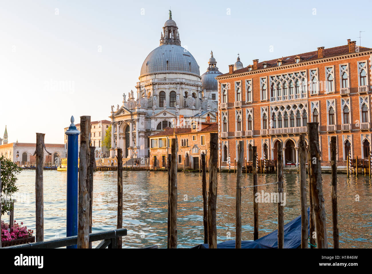 Basilica di Santa Maria della Salute, Grand Canal at Venice, Veneto, Italy, Europe. Stock Photo