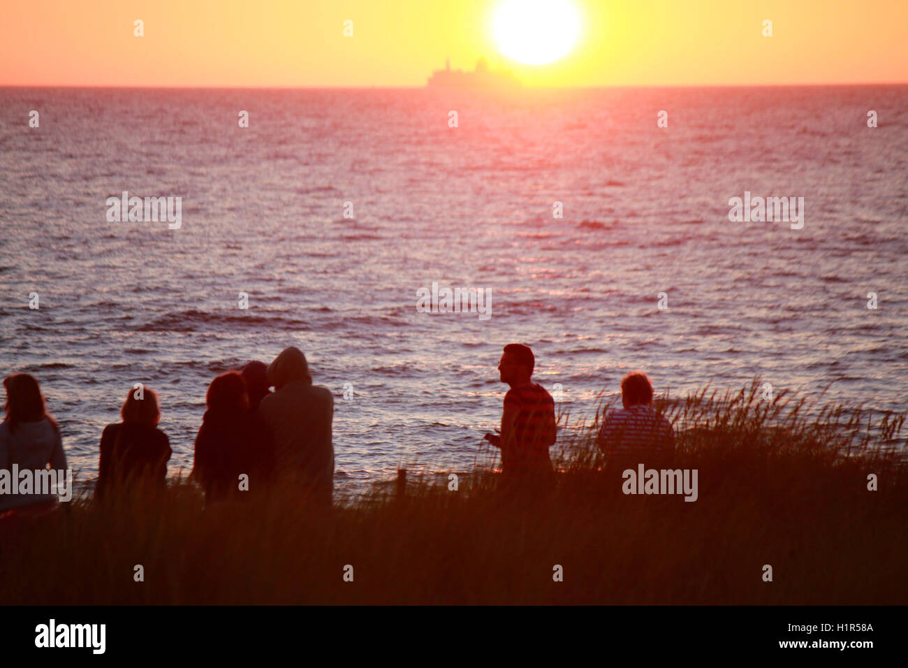 Sonneuntergang, Ostsee, Markgrafenheide. Stock Photo