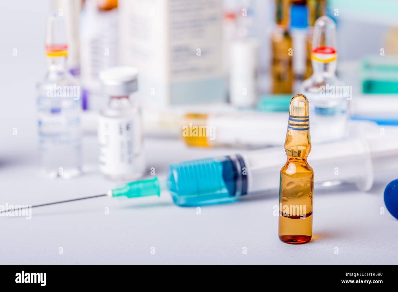 syringes with ampules of drugs Stock Photo Alamy