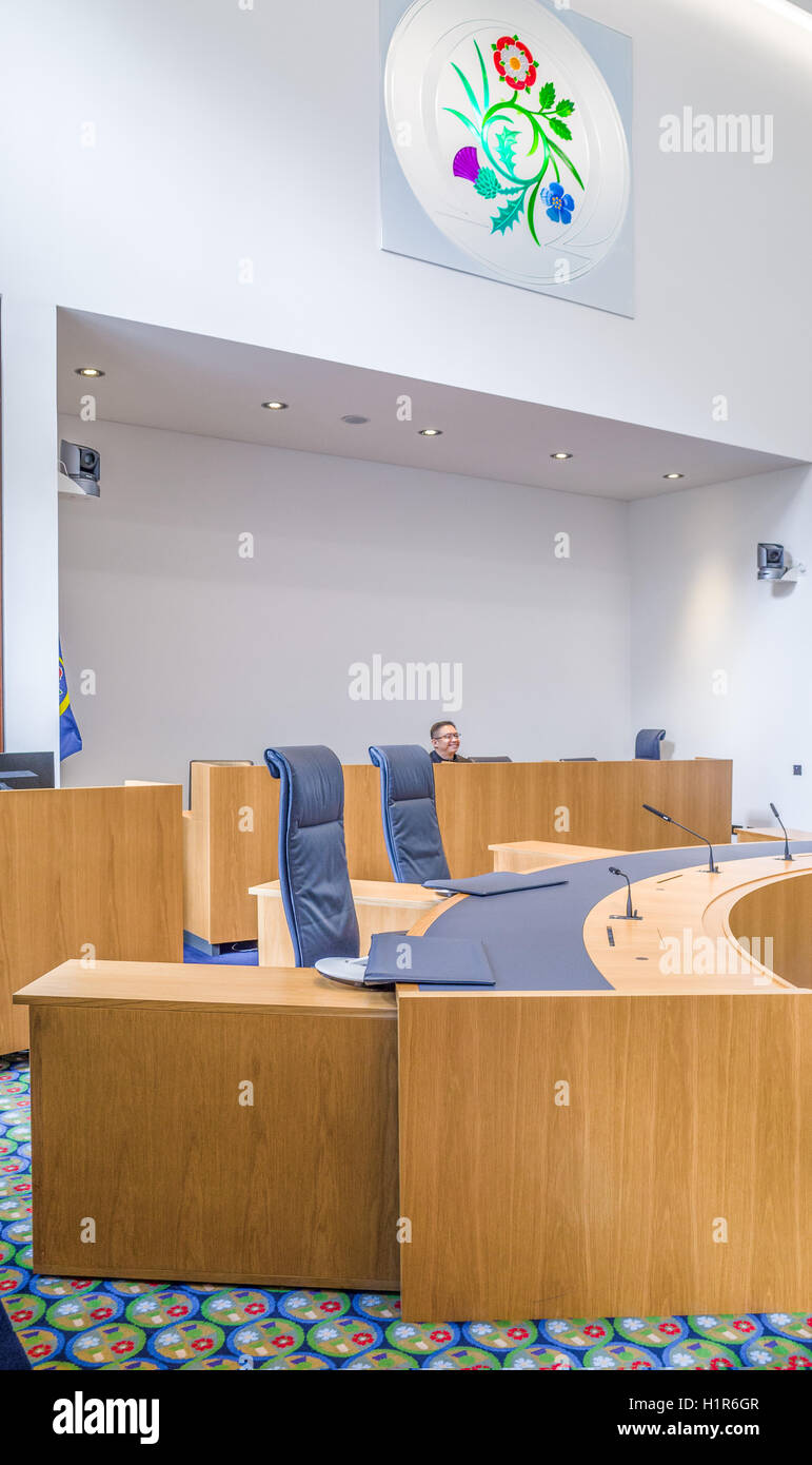 Court room two at the UK Supreme Court, established in 2009, at Parliament Square, London. Stock Photo