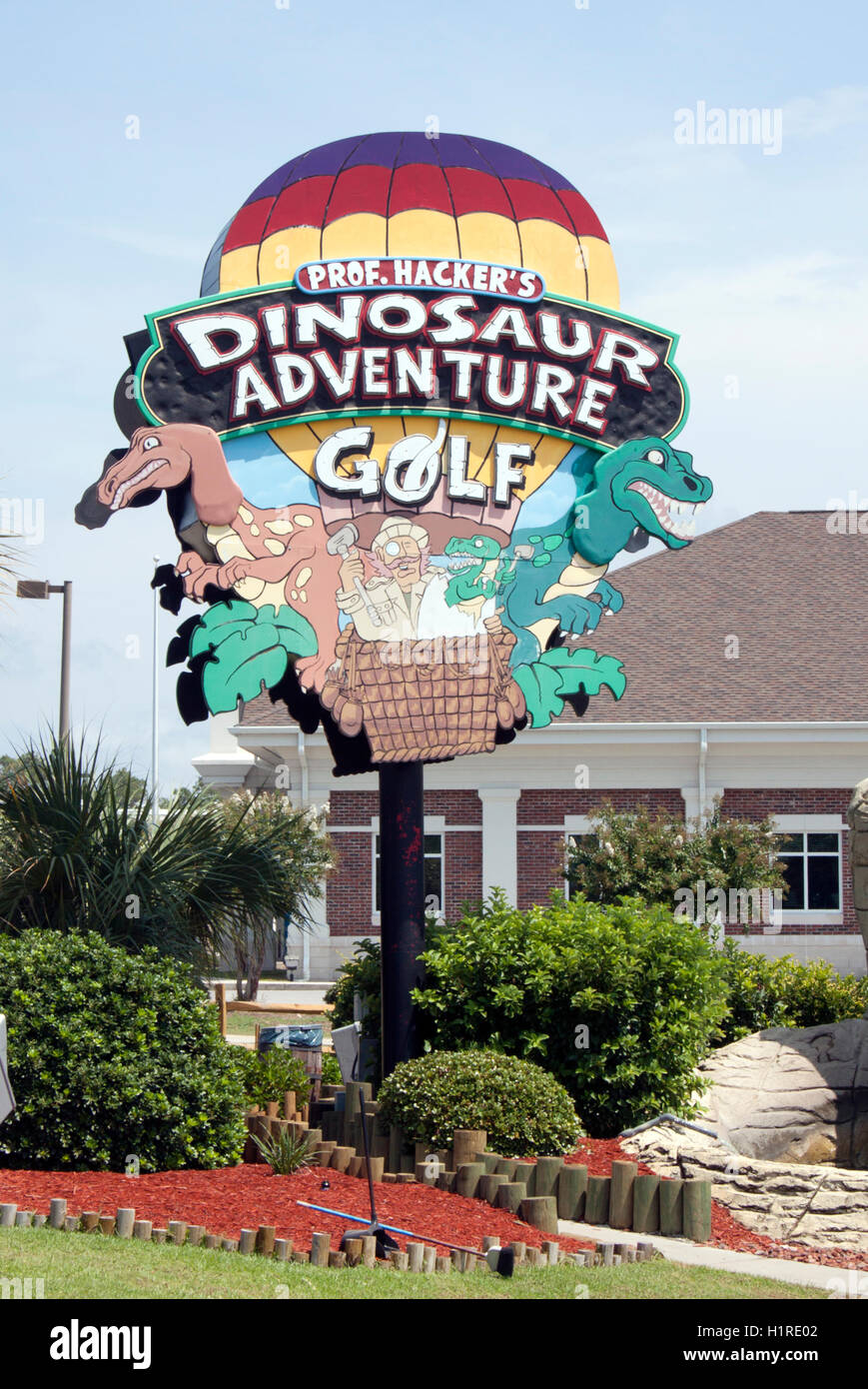 Dinosaur Golf sign in Myrtle Beach South Carolina Stock Photo