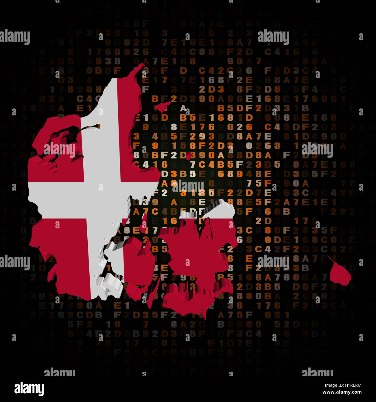 Denmark map flag on hex code illustration Stock Photo Alamy