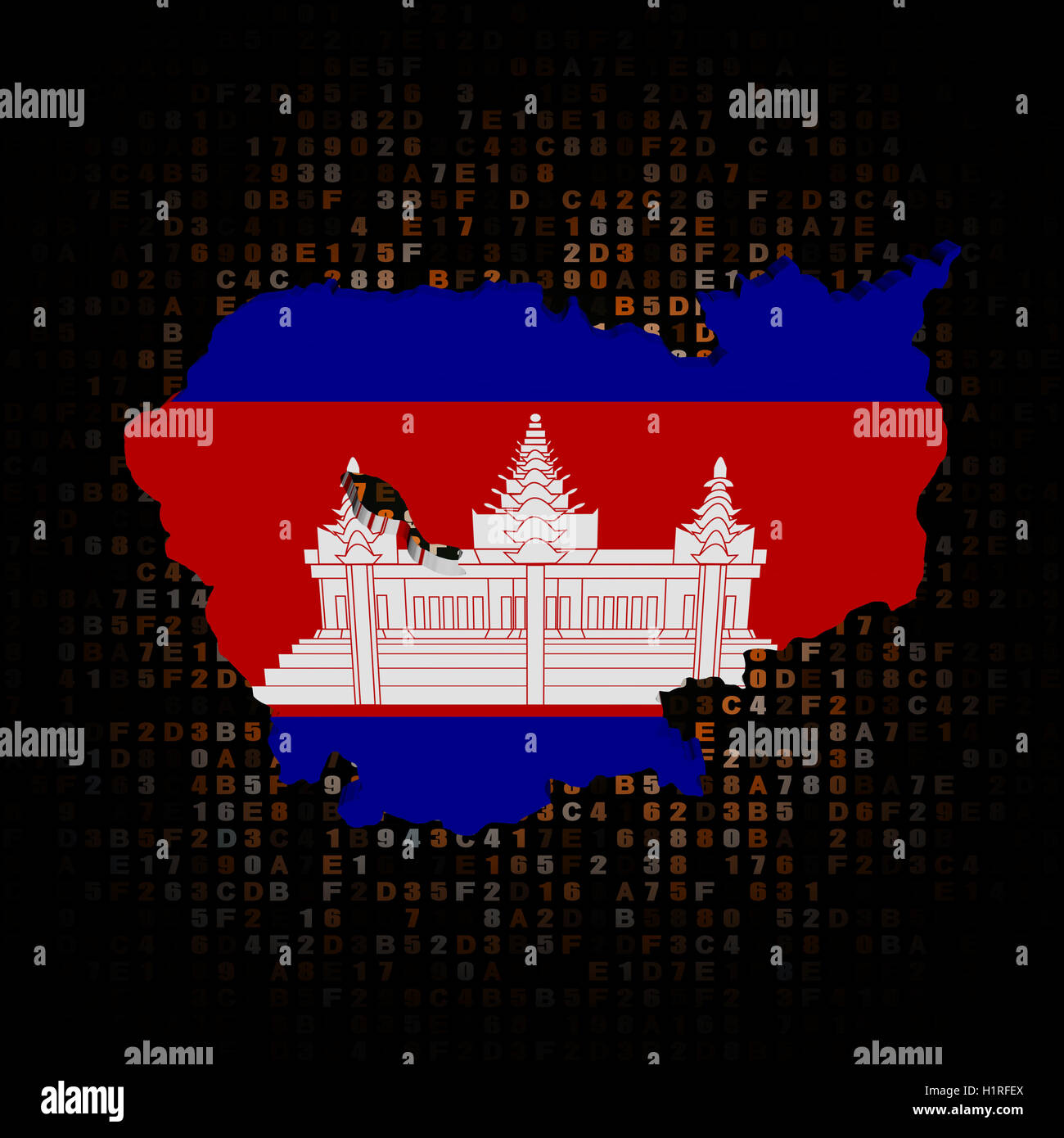 Cambodia map flag on hex code illustration Stock Photo Alamy