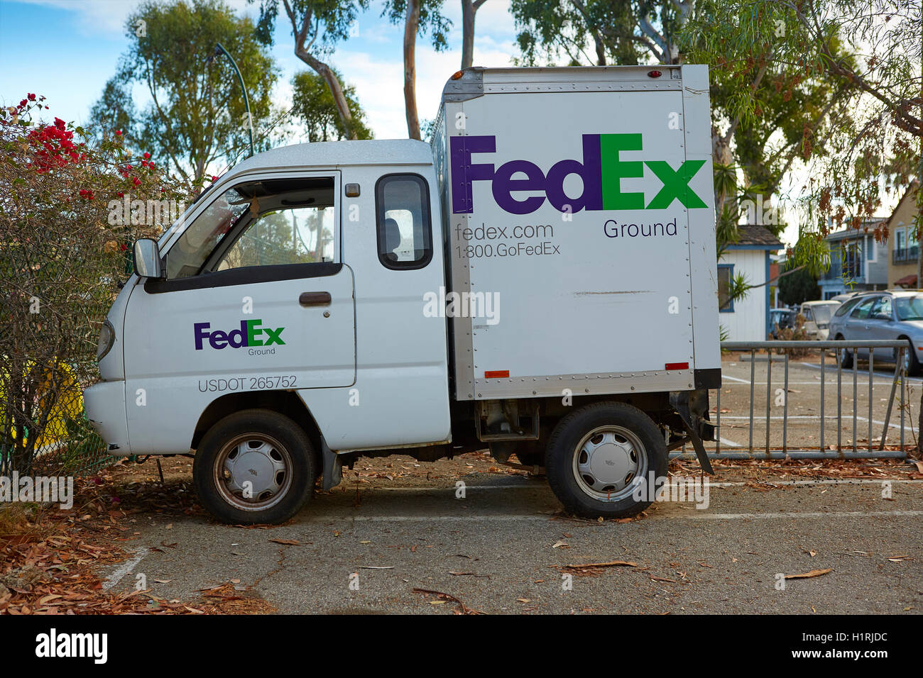 Quirky Small FedEx Delivery Truck In Santa Catalina Island, California. Stock Photo