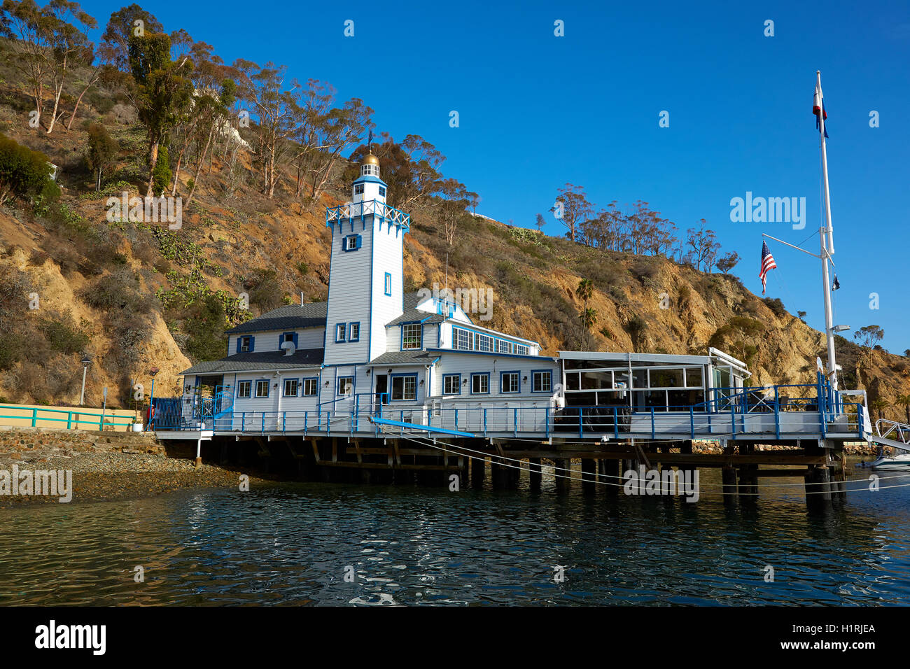 The Vintage Catalina Island Yacht Club Building In Avalon, Santa Catalina, California Stock