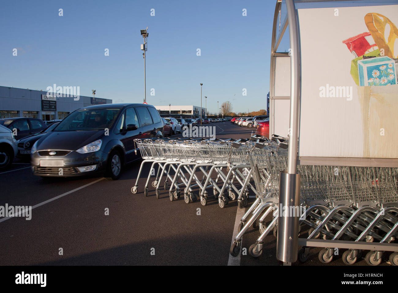 Trolley trouble in Great Yarmouth retail park car park as overflowing trolleys obstruct traffic