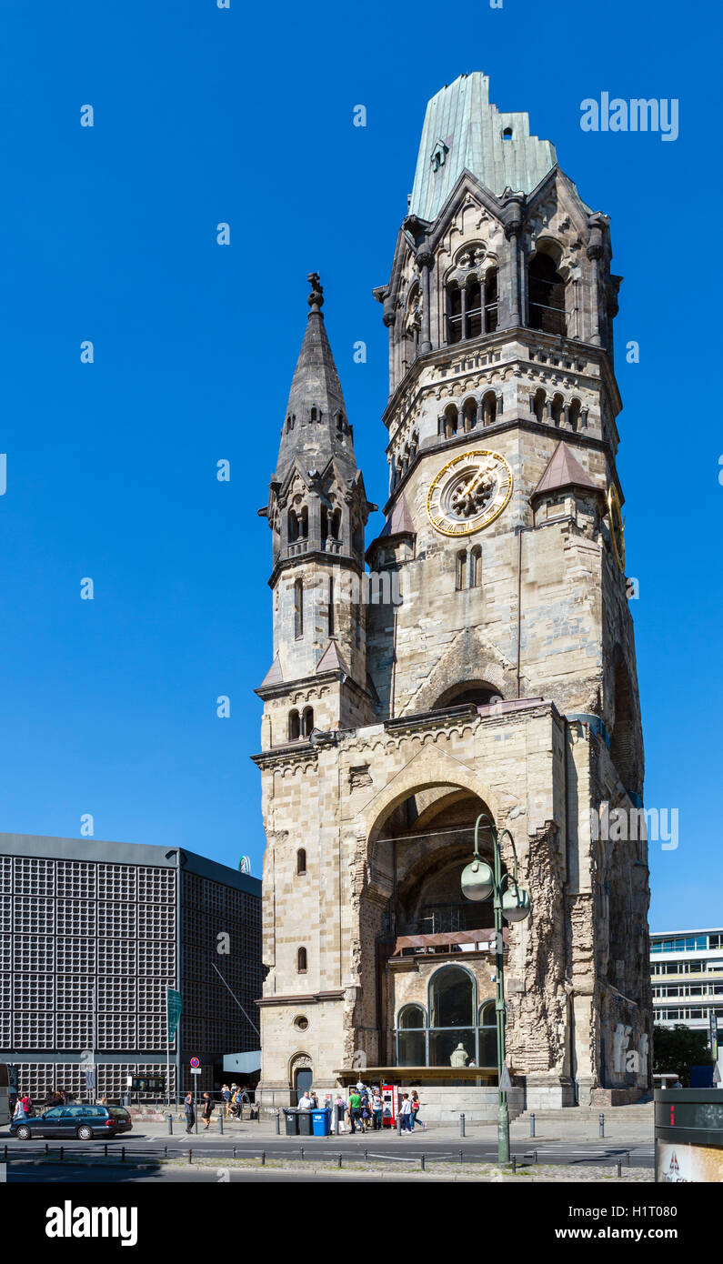 The ruins of Kaiser-Wilhelm-Gedächtniskirche, Kurfürstendamm, Berlin, Germany Stock Photo